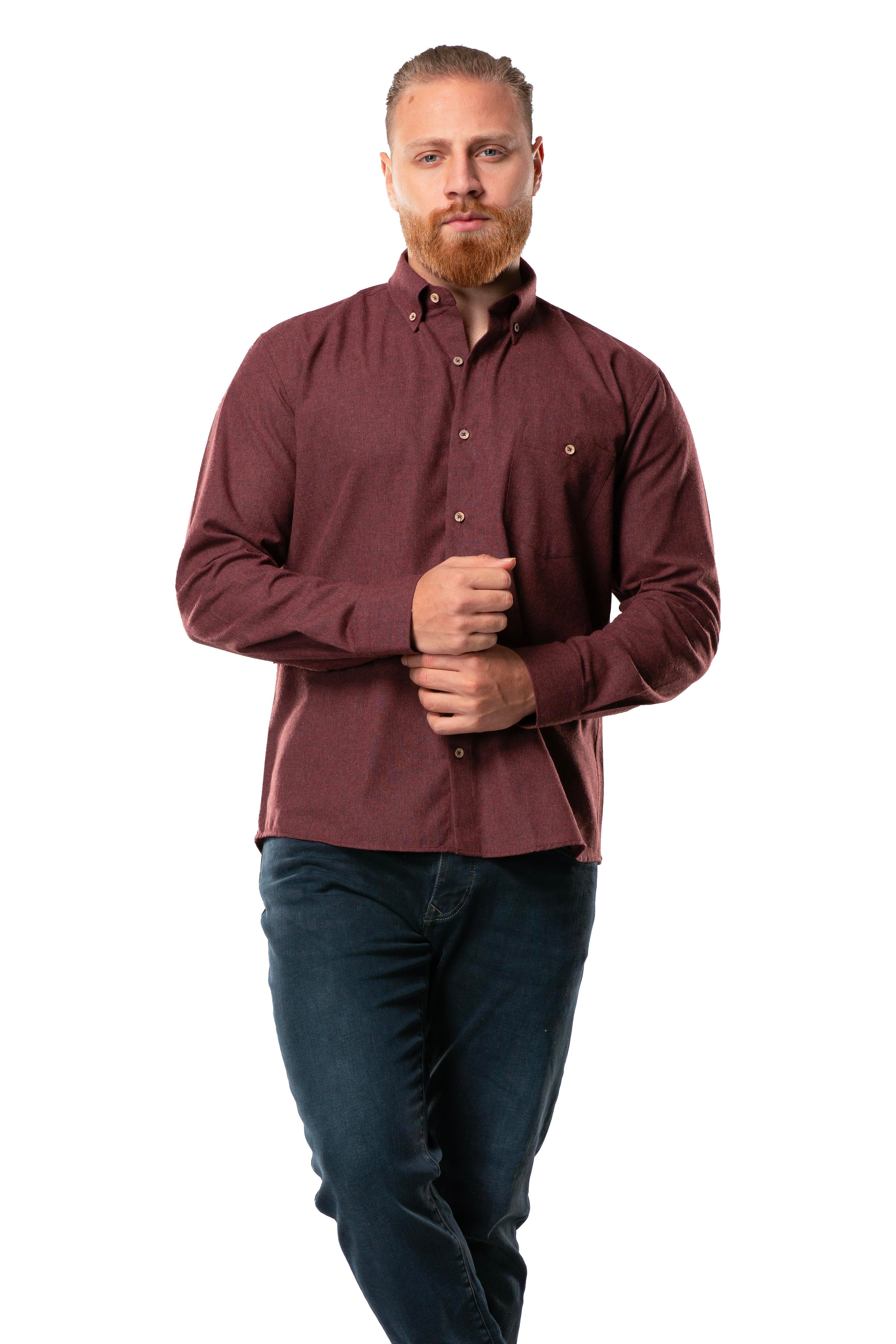 Uzun Kol Oduncu Erkek Pazen Sonbahar ve Kışlık Gömlek Bordo 4004