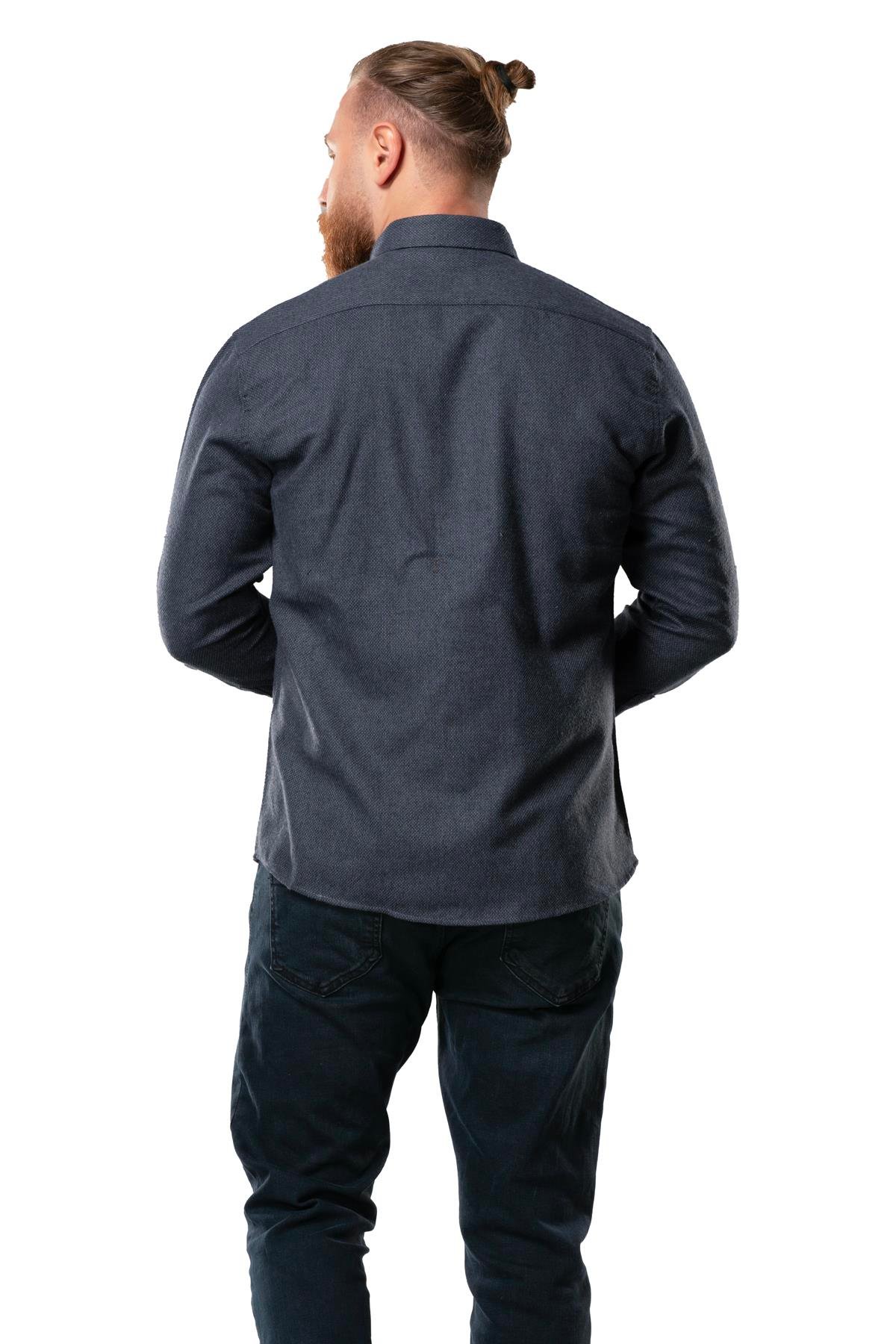 Uzun Kol Oduncu Erkek Pazen Sonbahar ve Kışlık Gömlek Petek Lacivert 4041