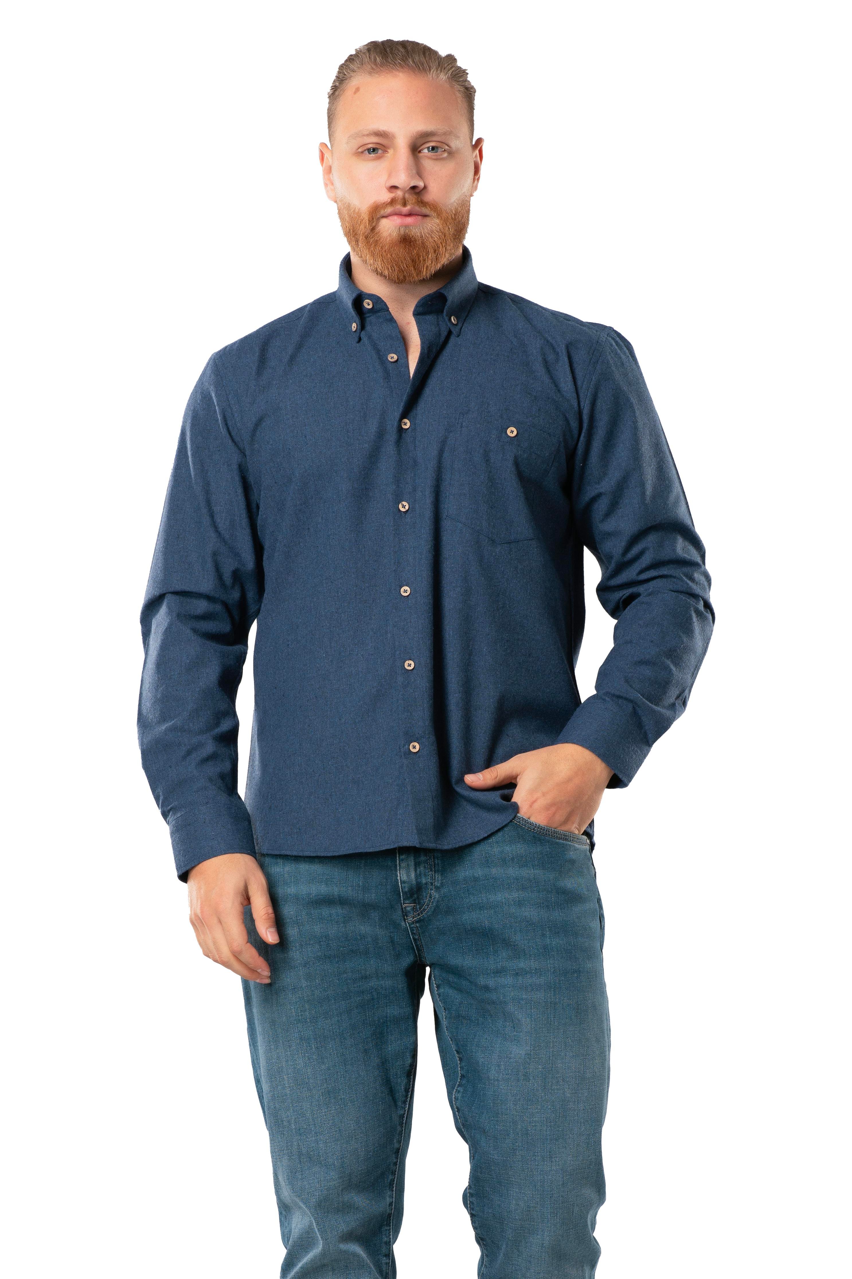 Uzun Kol Oduncu Erkek Pazen Sonbahar ve Kışlık Gömlek Lacivert 4035