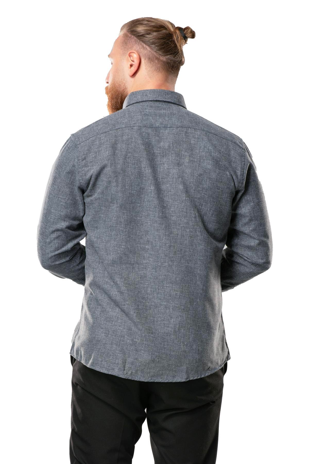 Uzun Kol Oduncu Erkek Pazen Sonbahar ve Kışlık Gömlek Füme 4038