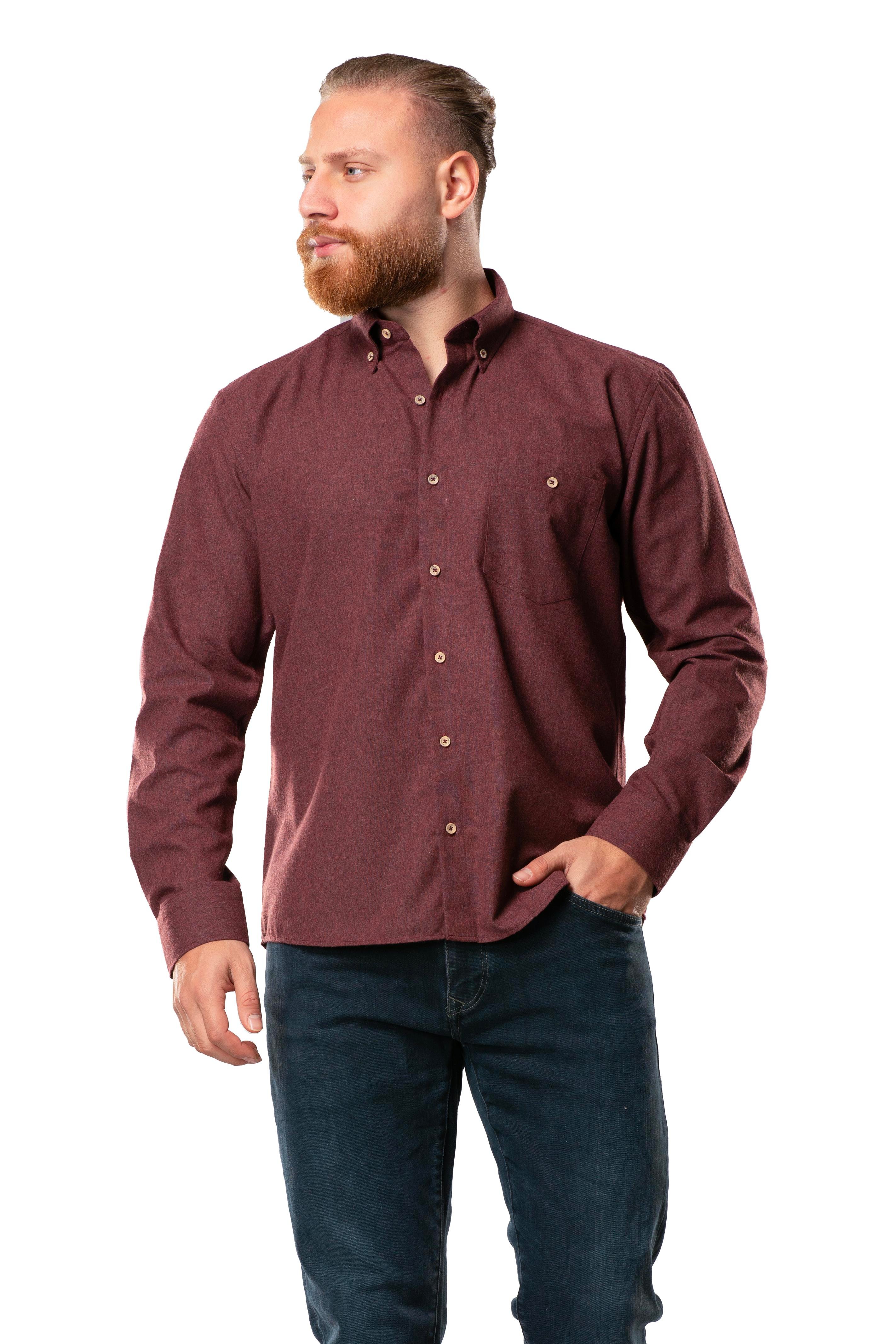 Uzun Kol Oduncu Erkek Pazen Sonbahar ve Kışlık Gömlek Bordo 4004