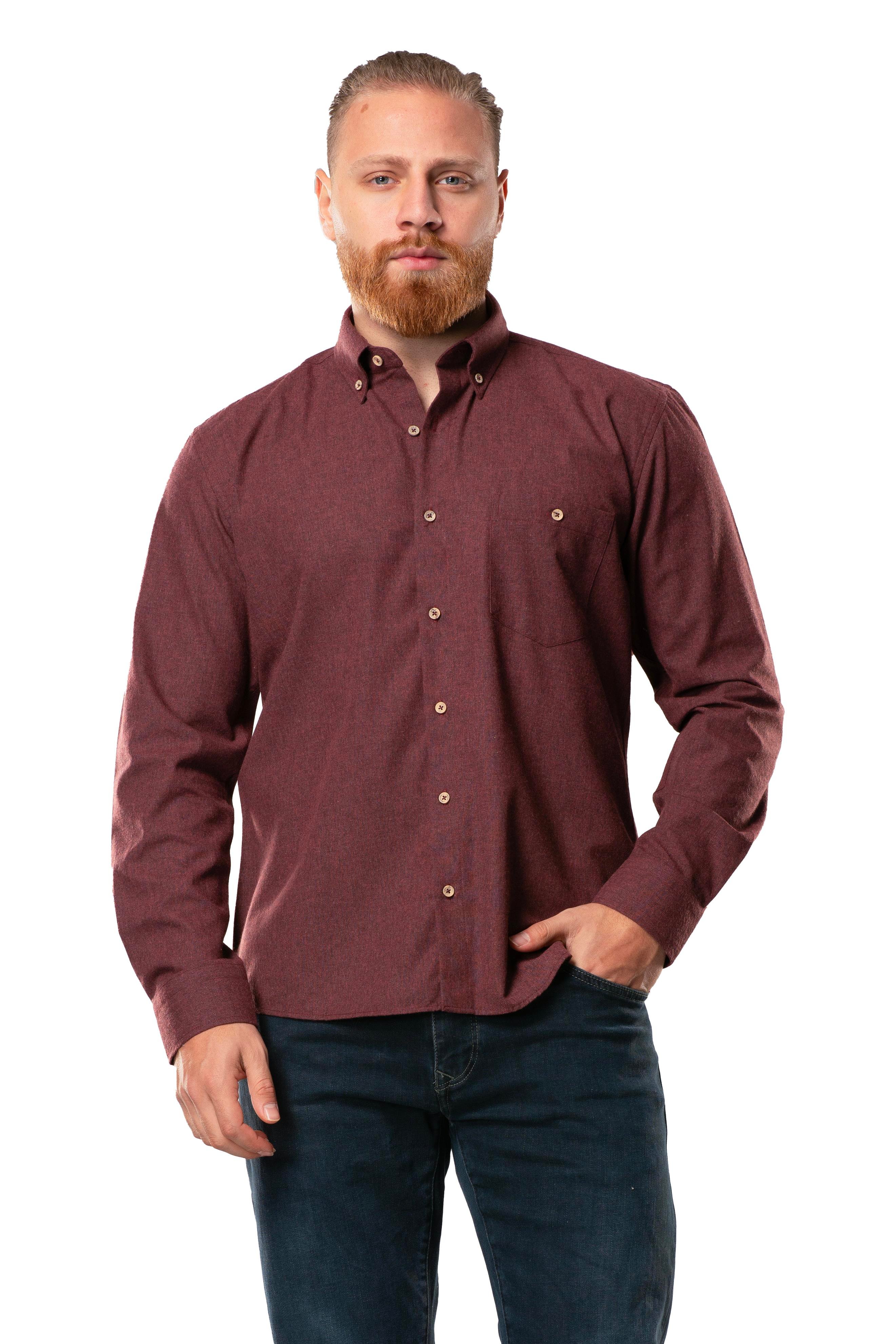 Uzun Kol Oduncu Erkek Pazen Sonbahar ve Kışlık Gömlek Bordo 4004