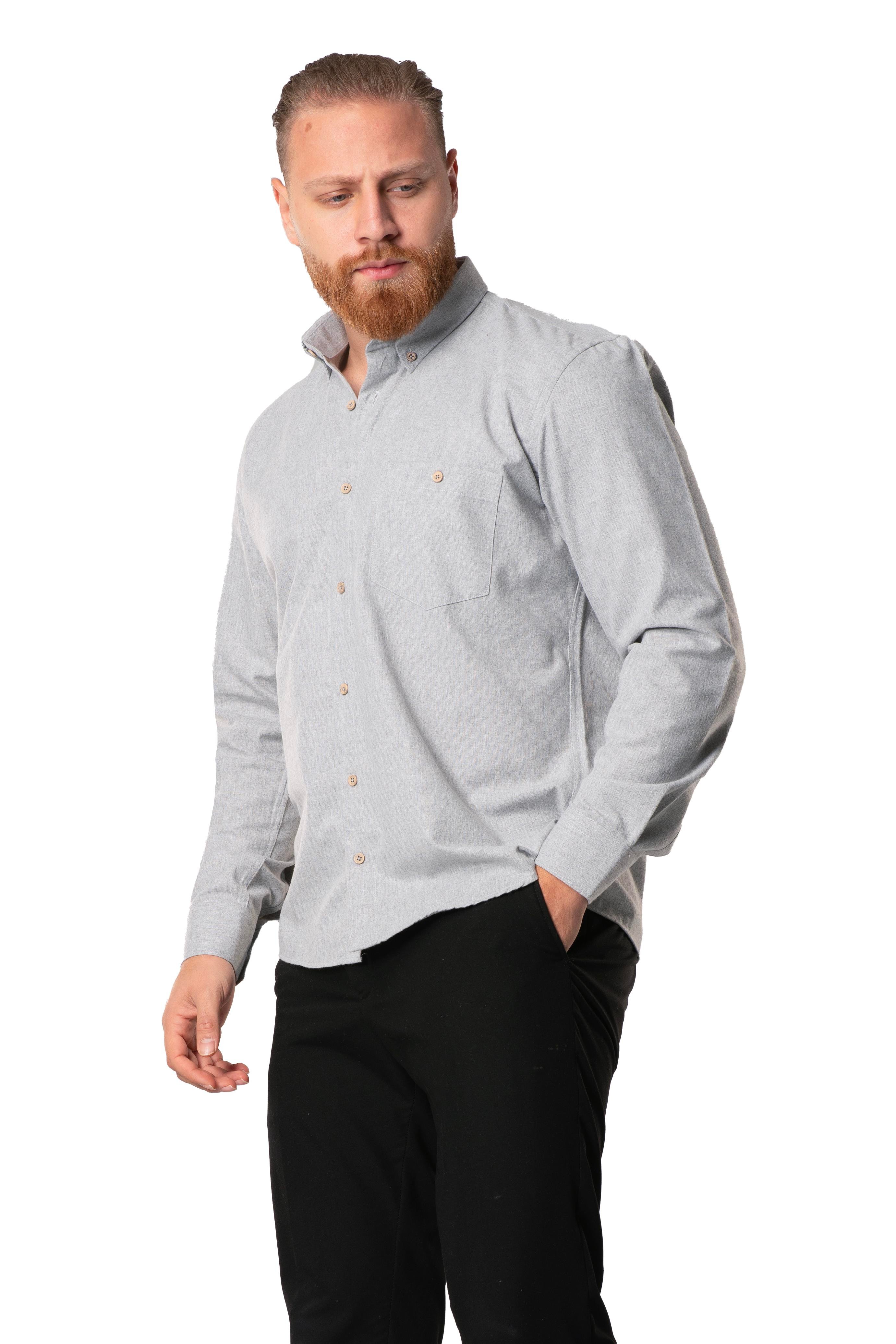 Uzun Kol Oduncu Erkek Pazen Sonbahar ve Kışlık Gömlek Açık Gri 4033