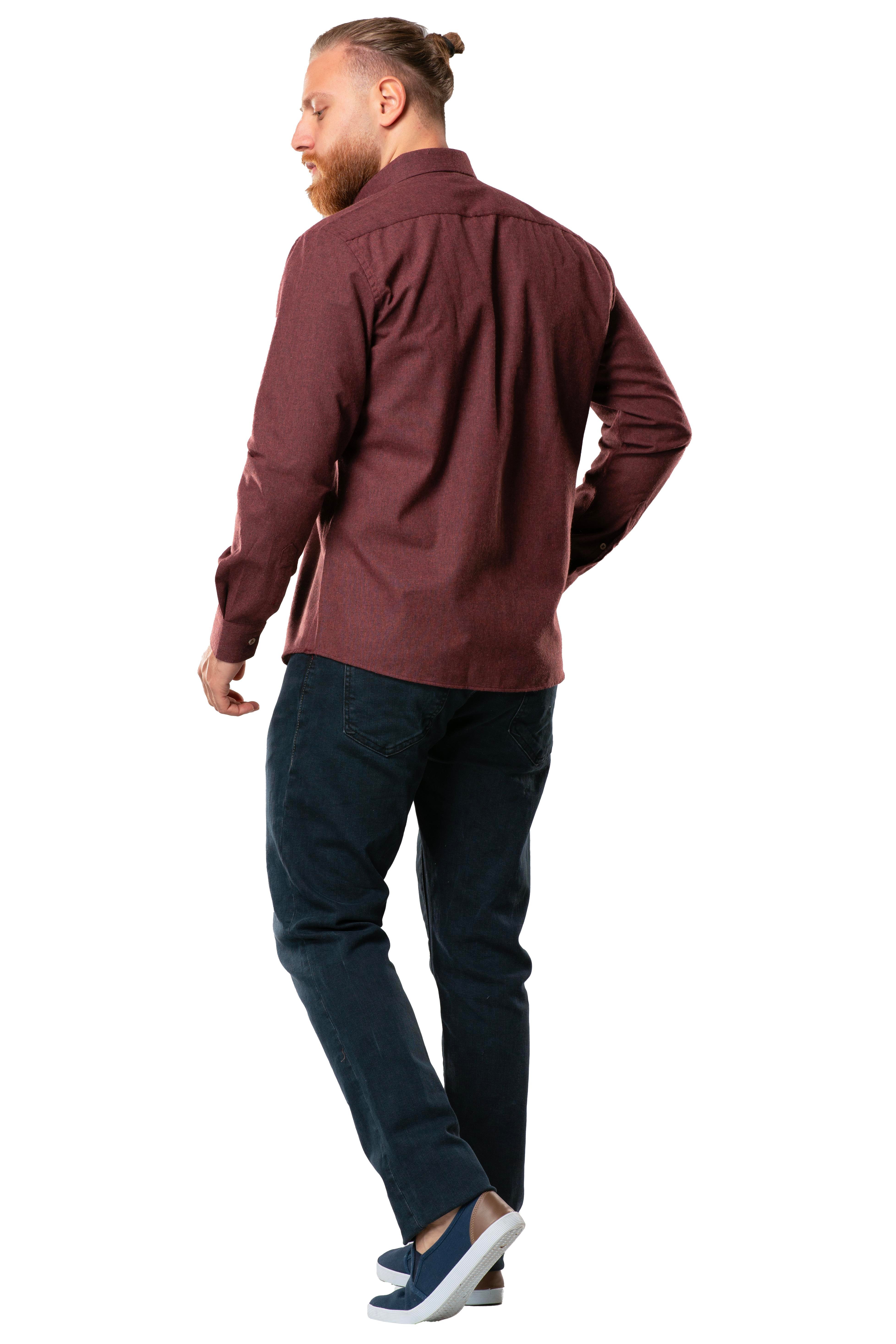 Uzun Kol Oduncu Erkek Pazen Sonbahar ve Kışlık Gömlek Bordo 4004