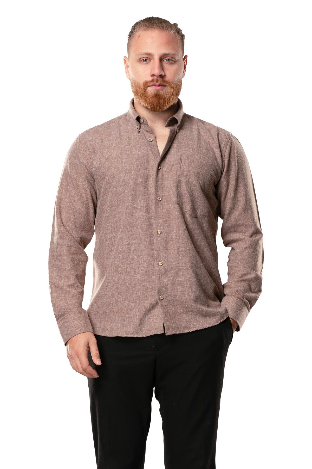 Uzun Kol Oduncu Erkek Pazen Sonbahar ve Kışlık Gömlek Kahve 4039