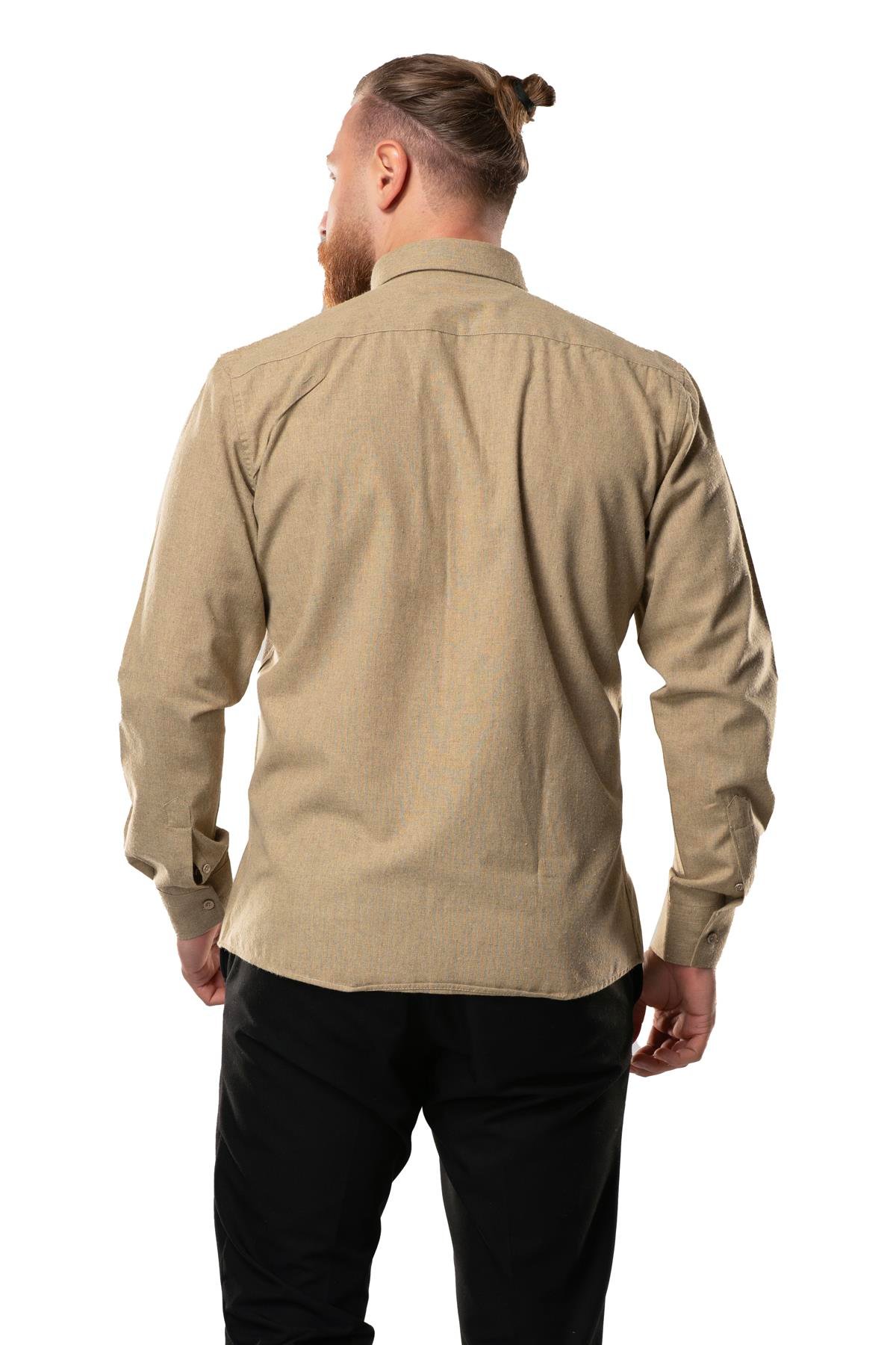 Uzun Kol Oduncu Erkek Pazen Sonbahar ve Kışlık Gömlek Yağ Yeşili 4034