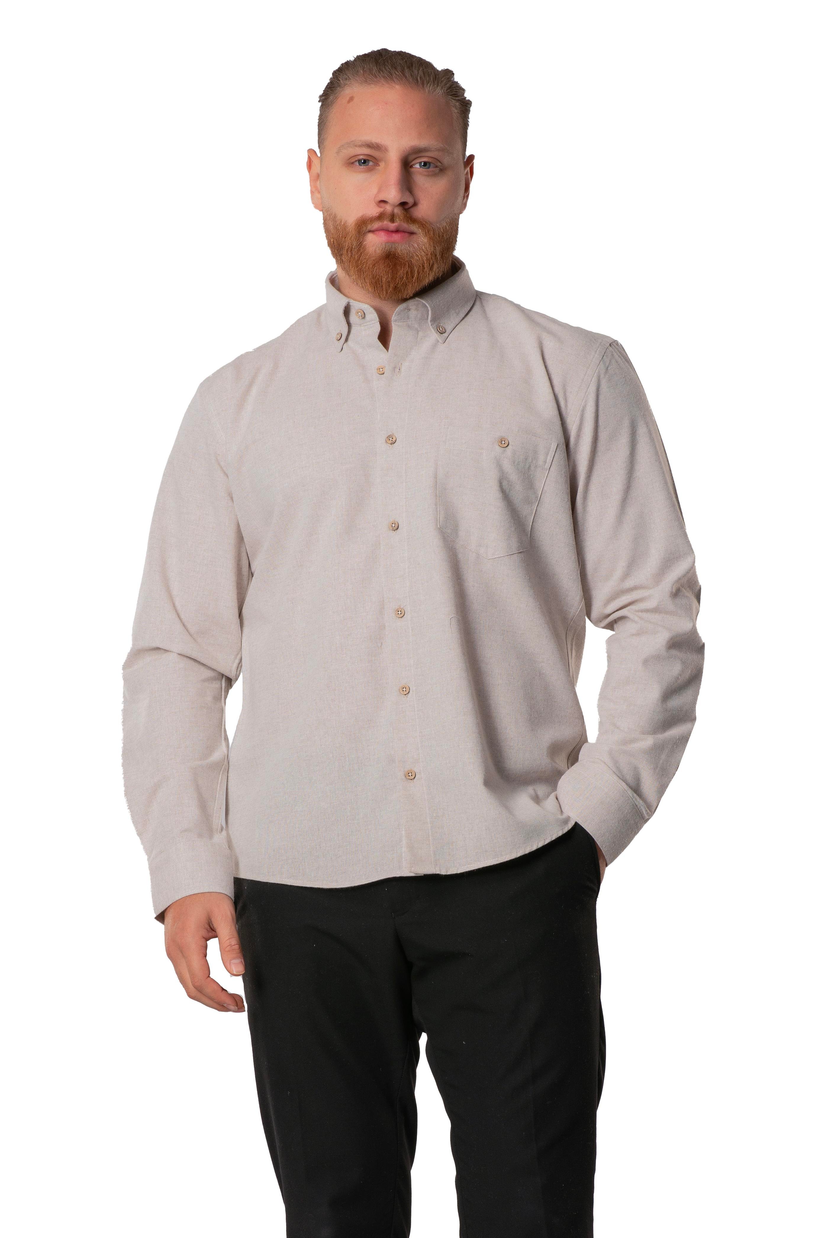 Uzun Kol Oduncu Erkek Pazen Sonbahar ve Kışlık Gömlek Bej 4032