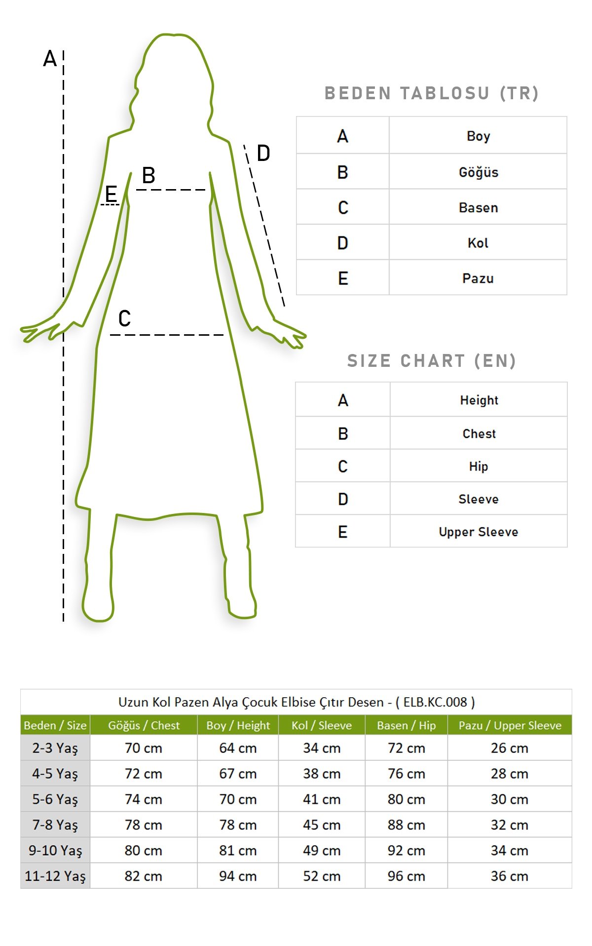 Uzun Kol Pazen Alya Çocuk Elbise Çıtır Desen Hardal Hrd
