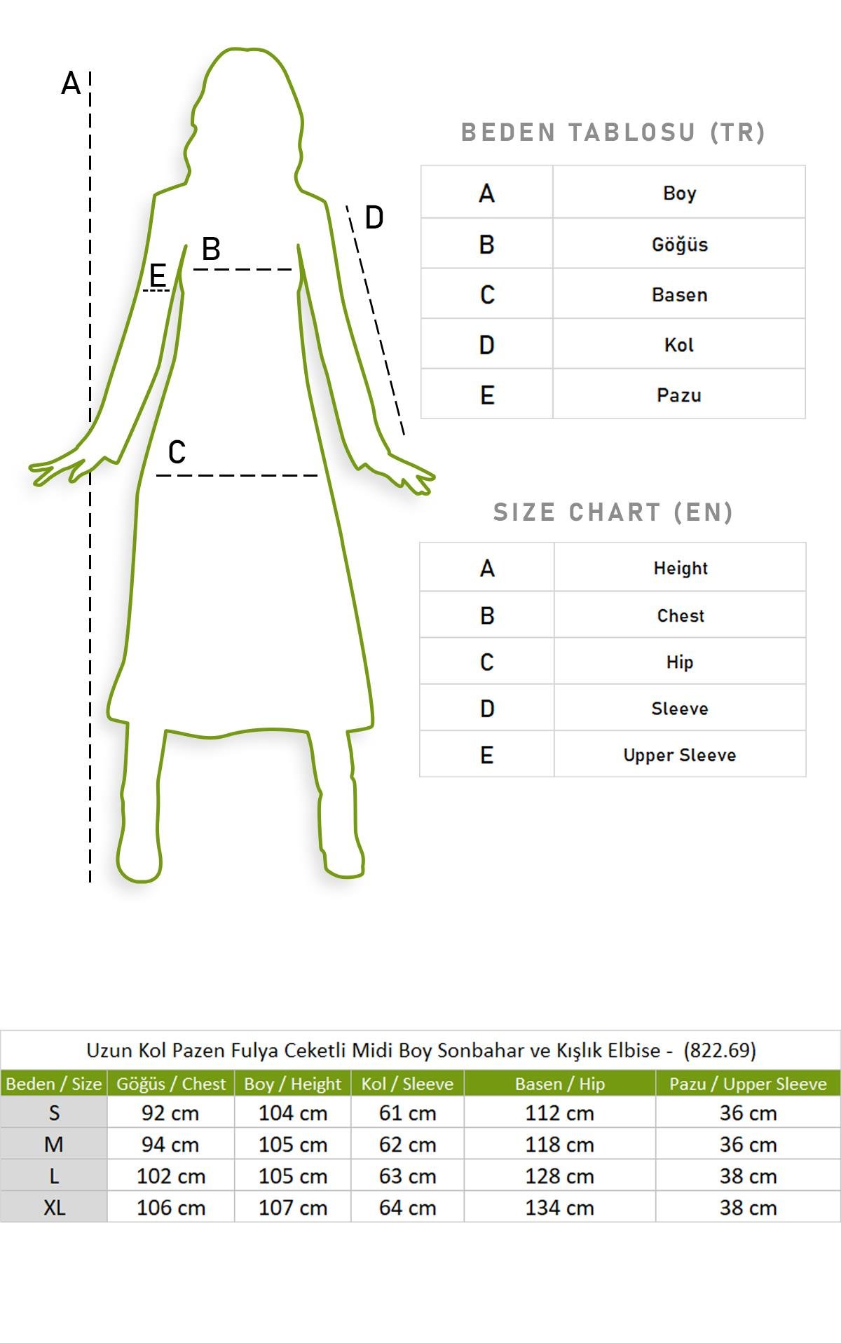 Long Sleeve Flannel Fulya Jacket Midi Length Autumn and Winter Dress Black