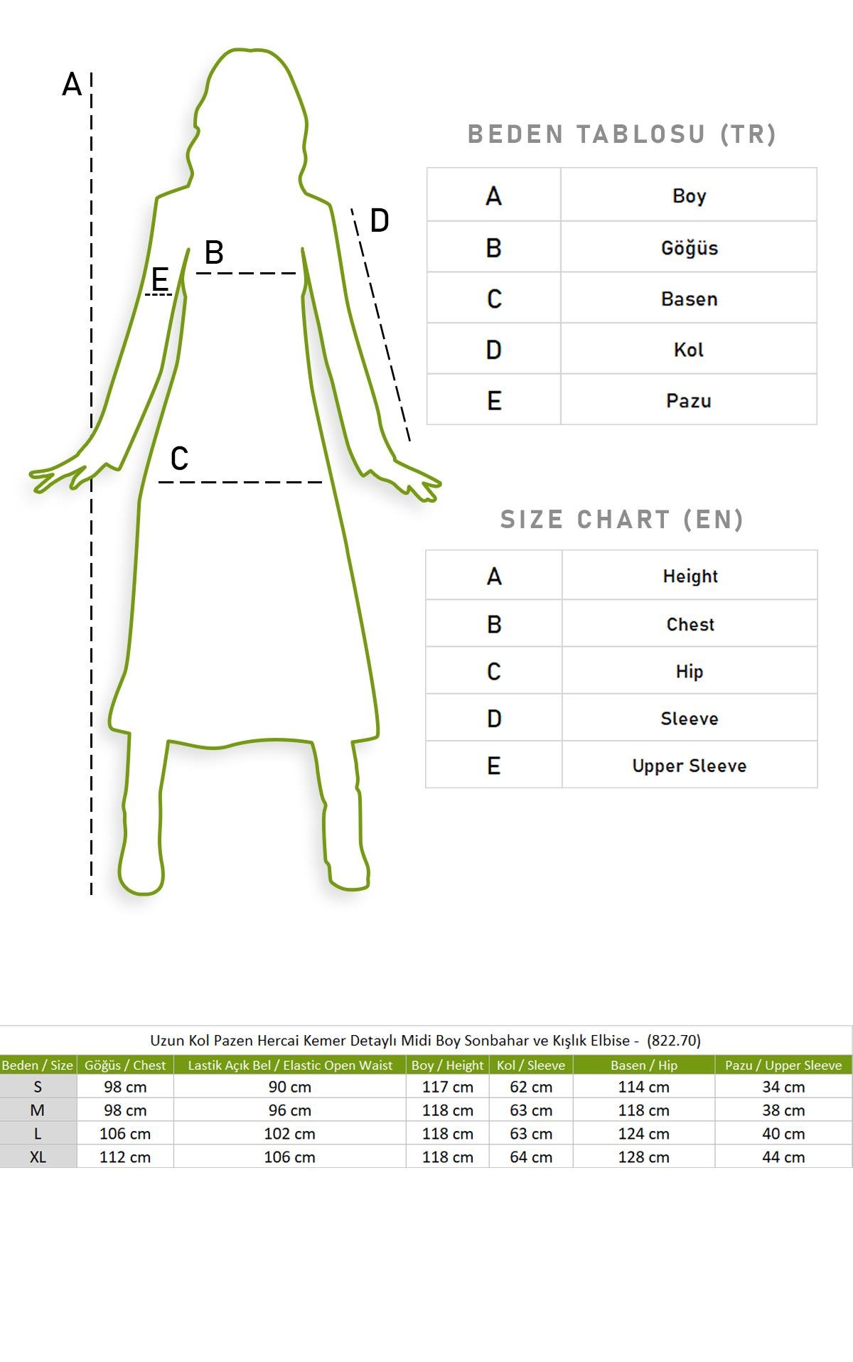 Long Sleeve Flannel Hercai Belt Detailed Midi Length Autumn and Winter Dress Green