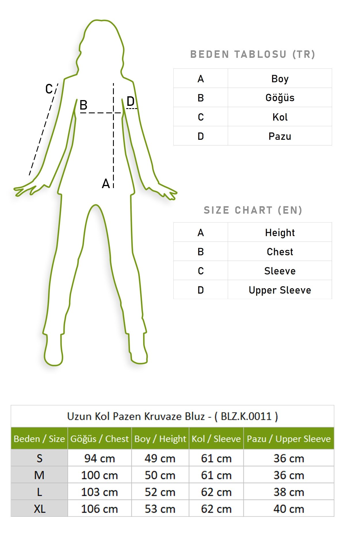 Uzun Kol Pazen Kruvaze Bluz Lacivert Lcvt