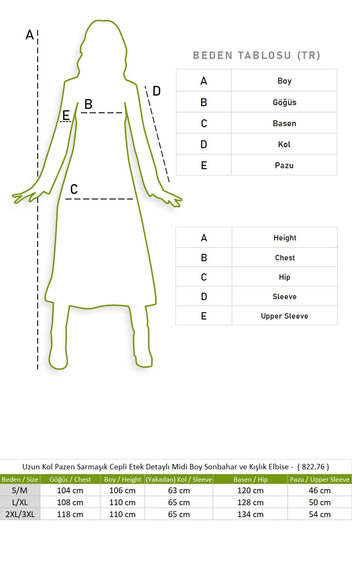 Long Sleeve Flannel Sarmaşık Pocket Skirt Detailed Midi Length Autumn and Winter Dress Black