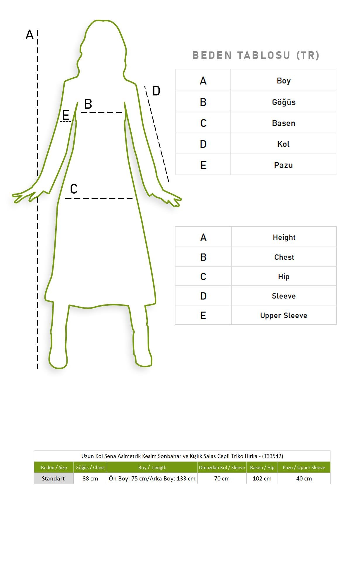 Uzun Kol Sena Asimetrik Kesim Sonbahar ve Kışlık Salaş Cepli Triko Hırka Füme Fm