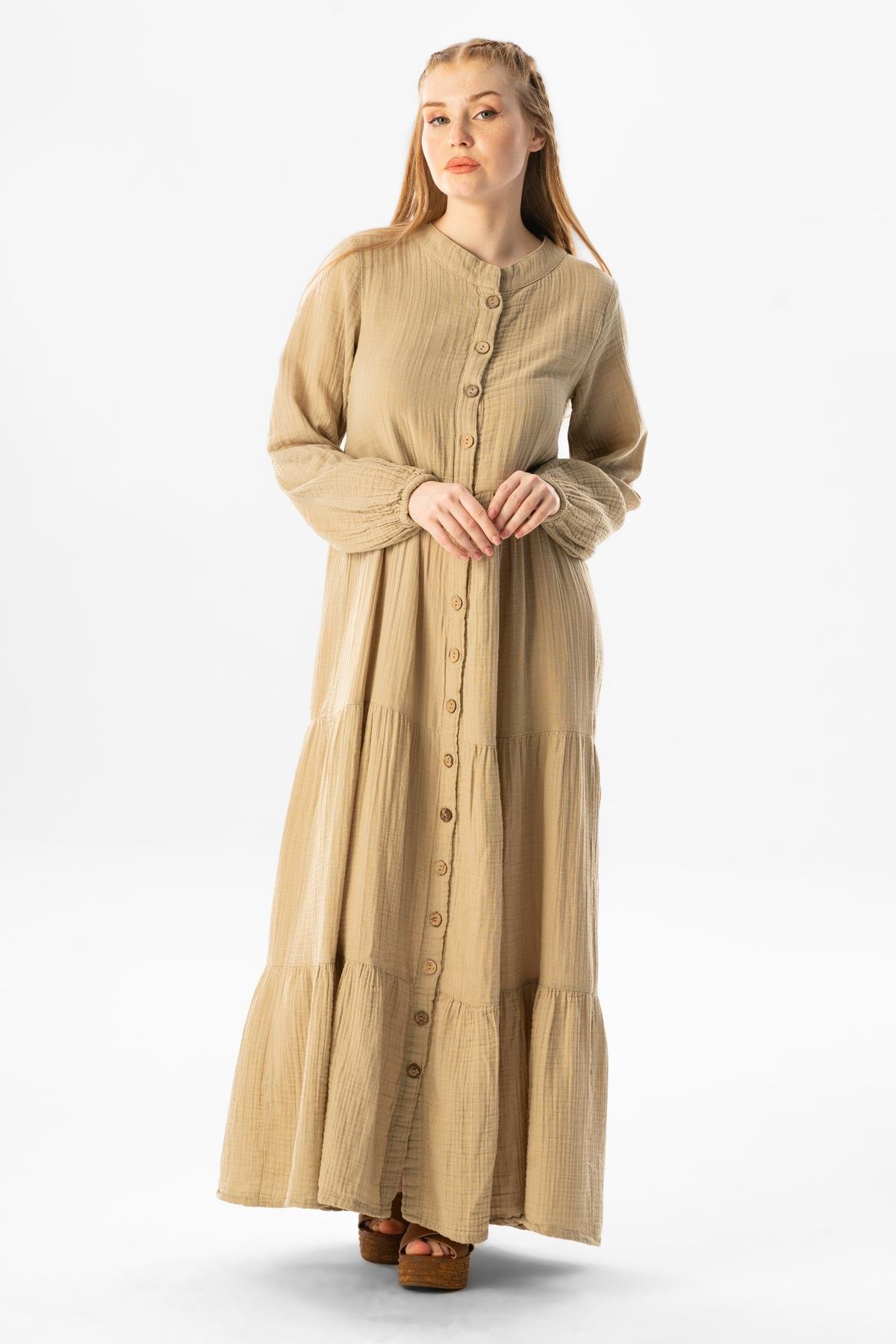 Uzun Kol Sezen Mevsimlik Müslin Ferace Vizon Vzn