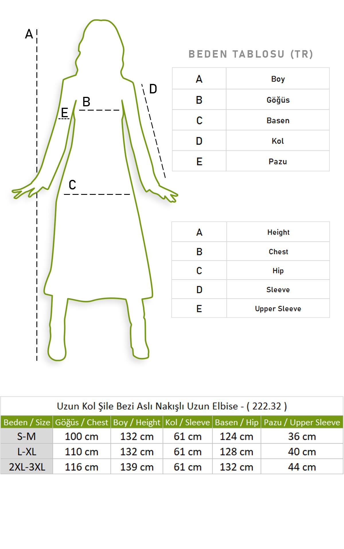 Uzun Kol Şile Bezi Aslı Nakışlı Uzun Elbise Beyaz Byz
