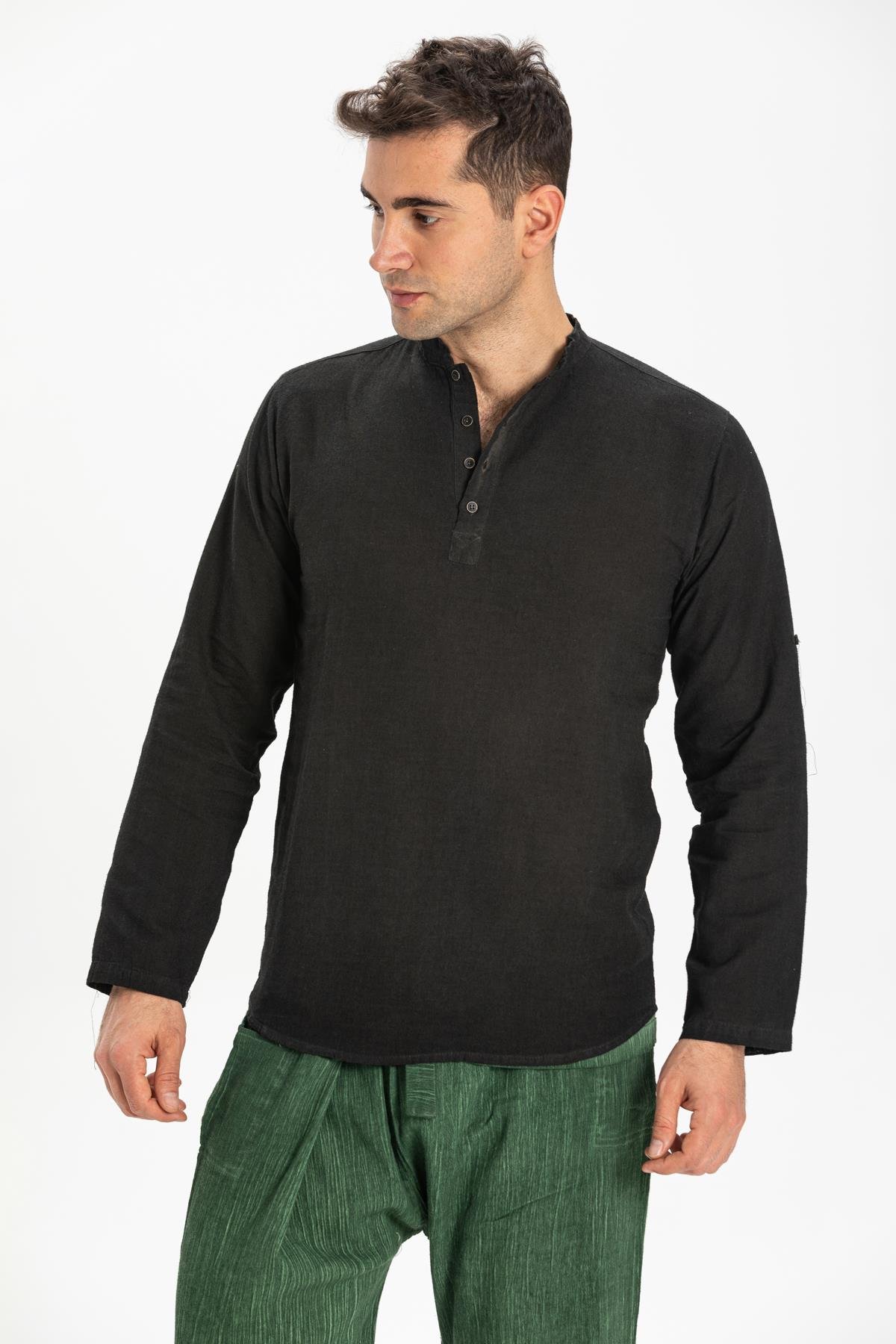 Long Sleeve Şile Fabric Bodrum Men's T-Shirt Füme 9006