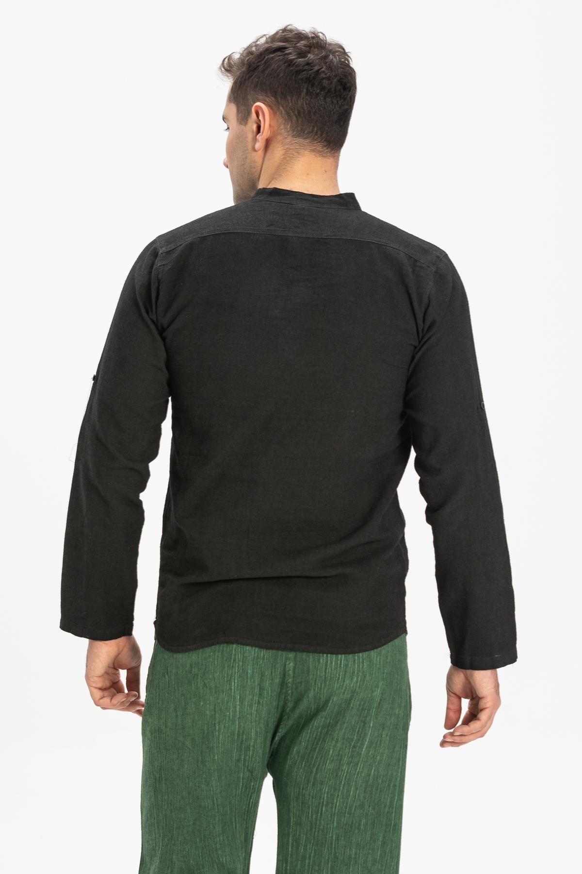 Long Sleeve Şile Fabric Bodrum Men's T-Shirt Füme 9006