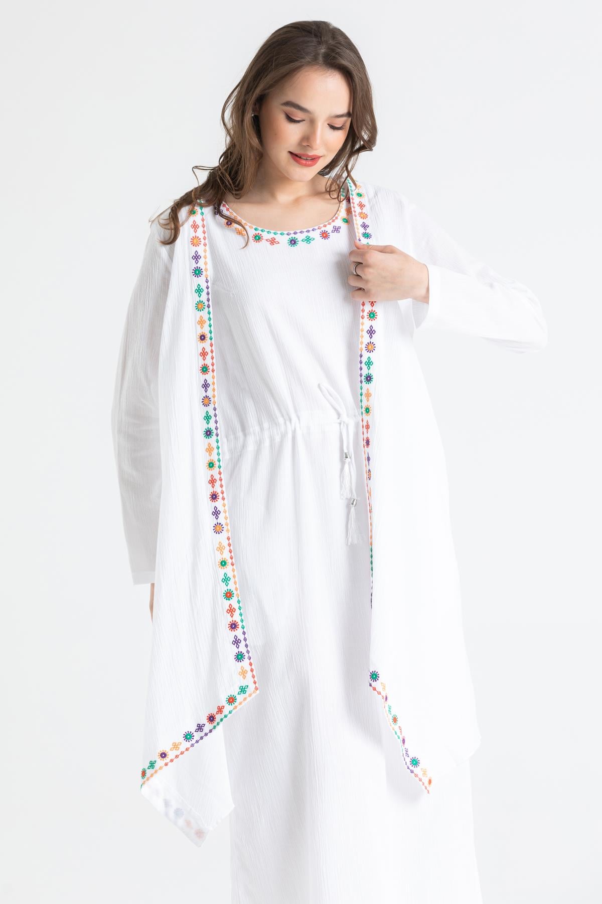 Long Sleeve Şile Cloth Dilruba Embroidered Jacket White