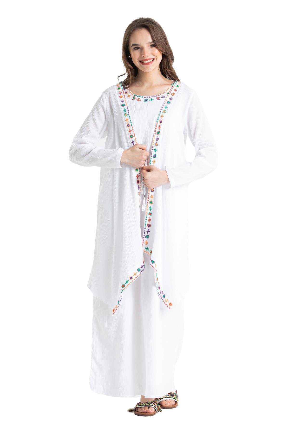 Long Sleeve Şile Cloth Dilruba Embroidered Jacket White