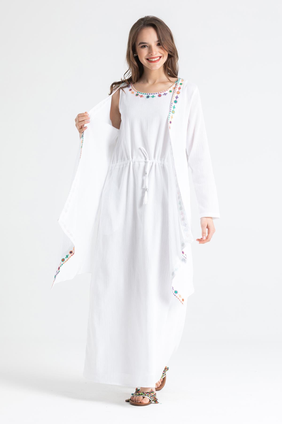 Long Sleeve Şile Cloth Dilruba Embroidered Jacket White