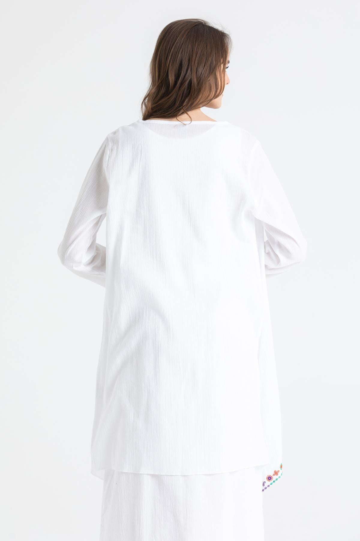 Long Sleeve Şile Cloth Dilruba Embroidered Jacket White