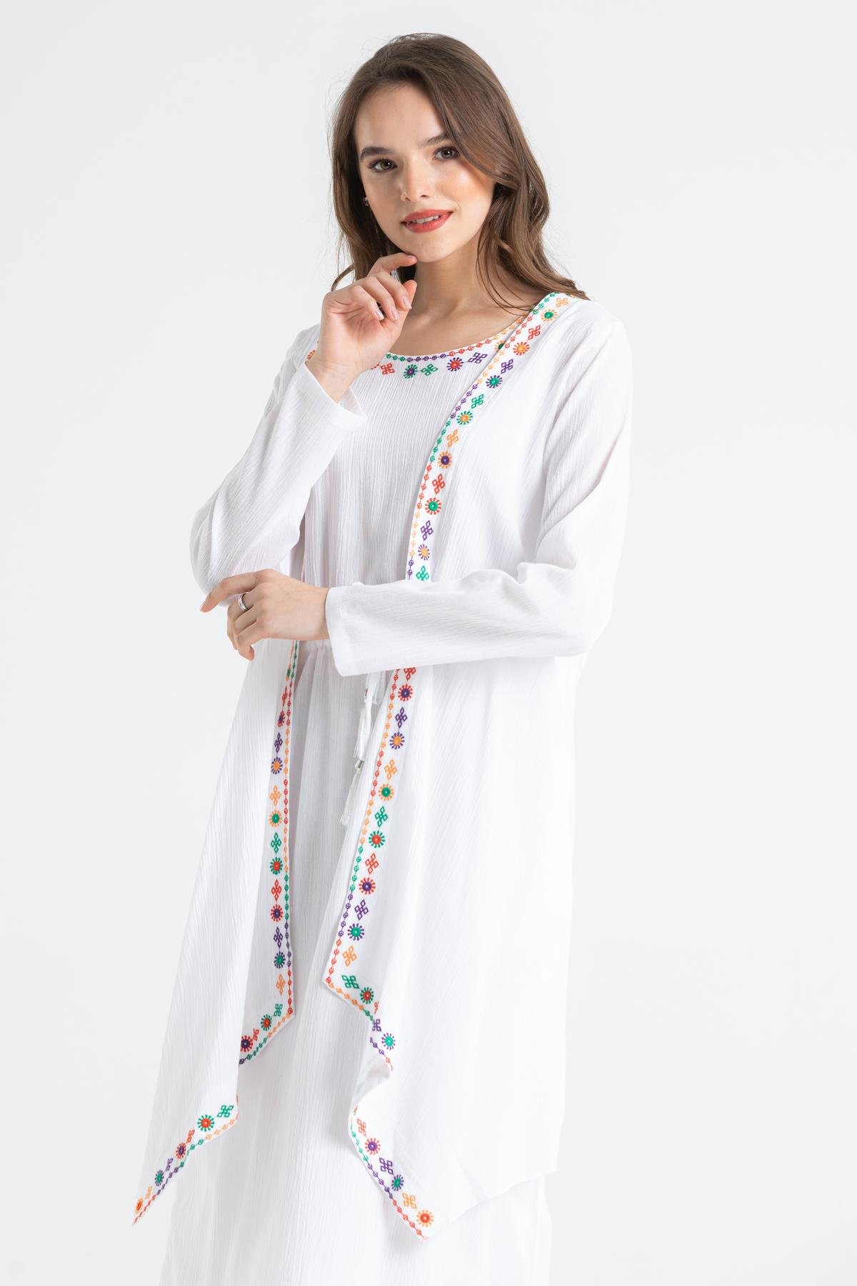 Long Sleeve Şile Cloth Dilruba Embroidered Jacket White