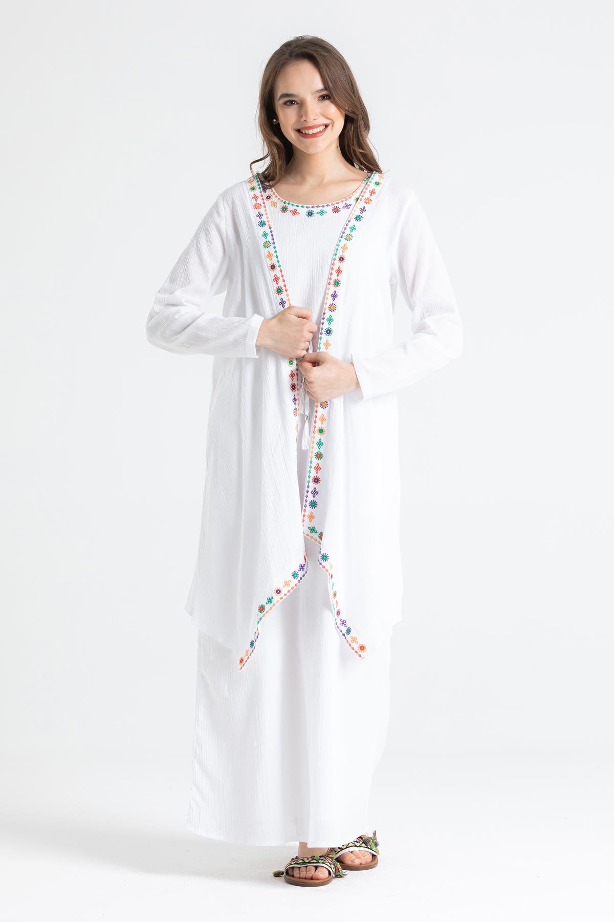 Long Sleeve Şile Cloth Dilruba Embroidered Jacket White
