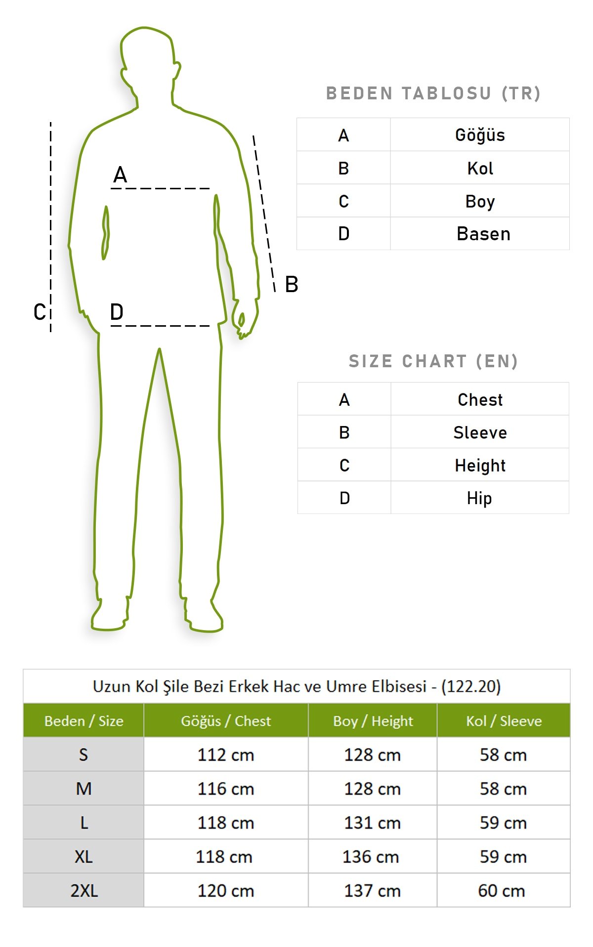 Uzun Kol Şile Bezi Erkek Hac ve Umre Elbisesi Krem Krm