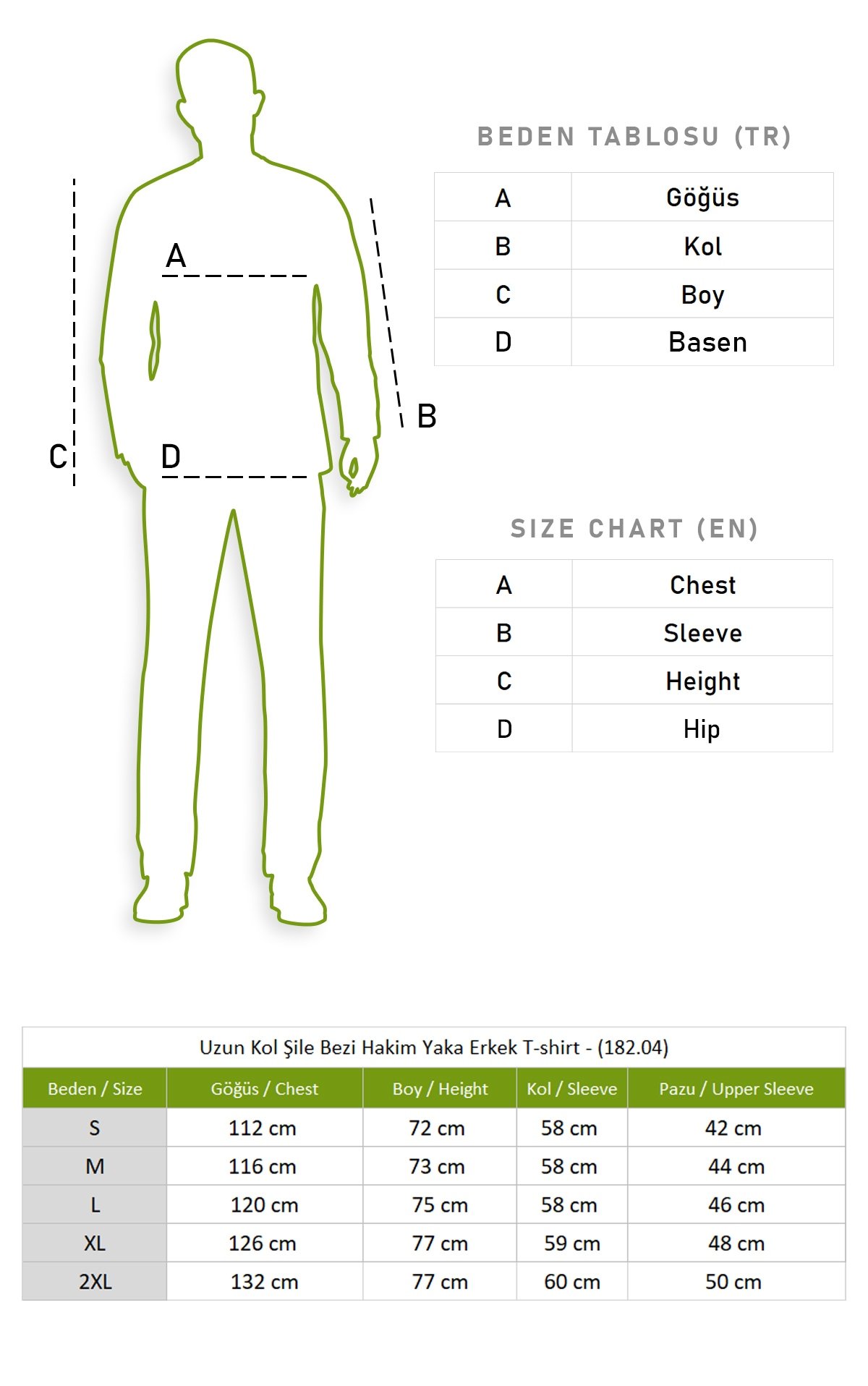 Uzun Kol Şile Bezi Hakim Yaka Erkek Tshirt Taş 3031