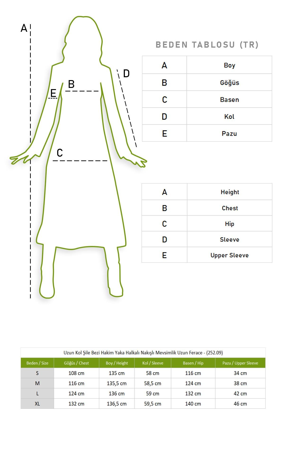 Uzun Kol Şile Bezi Hakim Yaka Halkalı Nakışlı Mevsimlik Uzun Ferace Bordo Brd