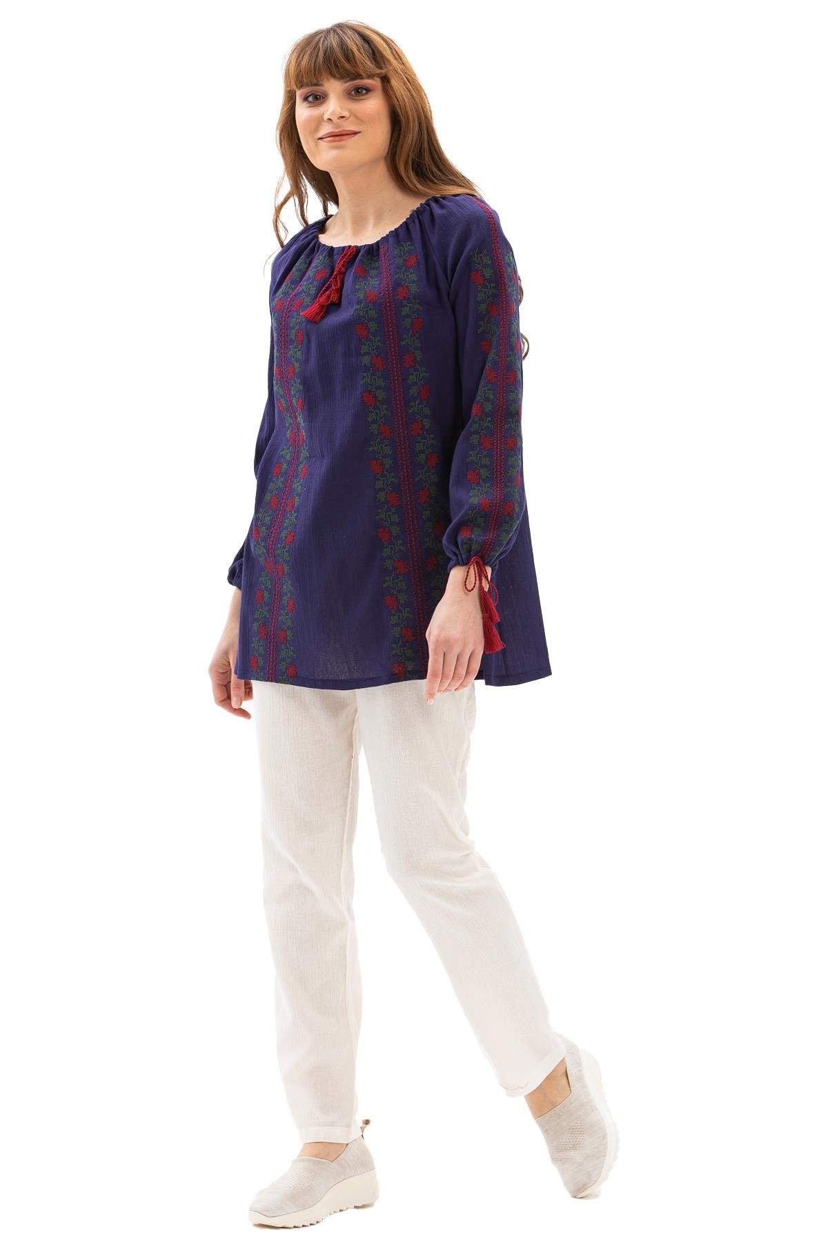 Long Arm Sile Fabric Kevser Blouse Purple