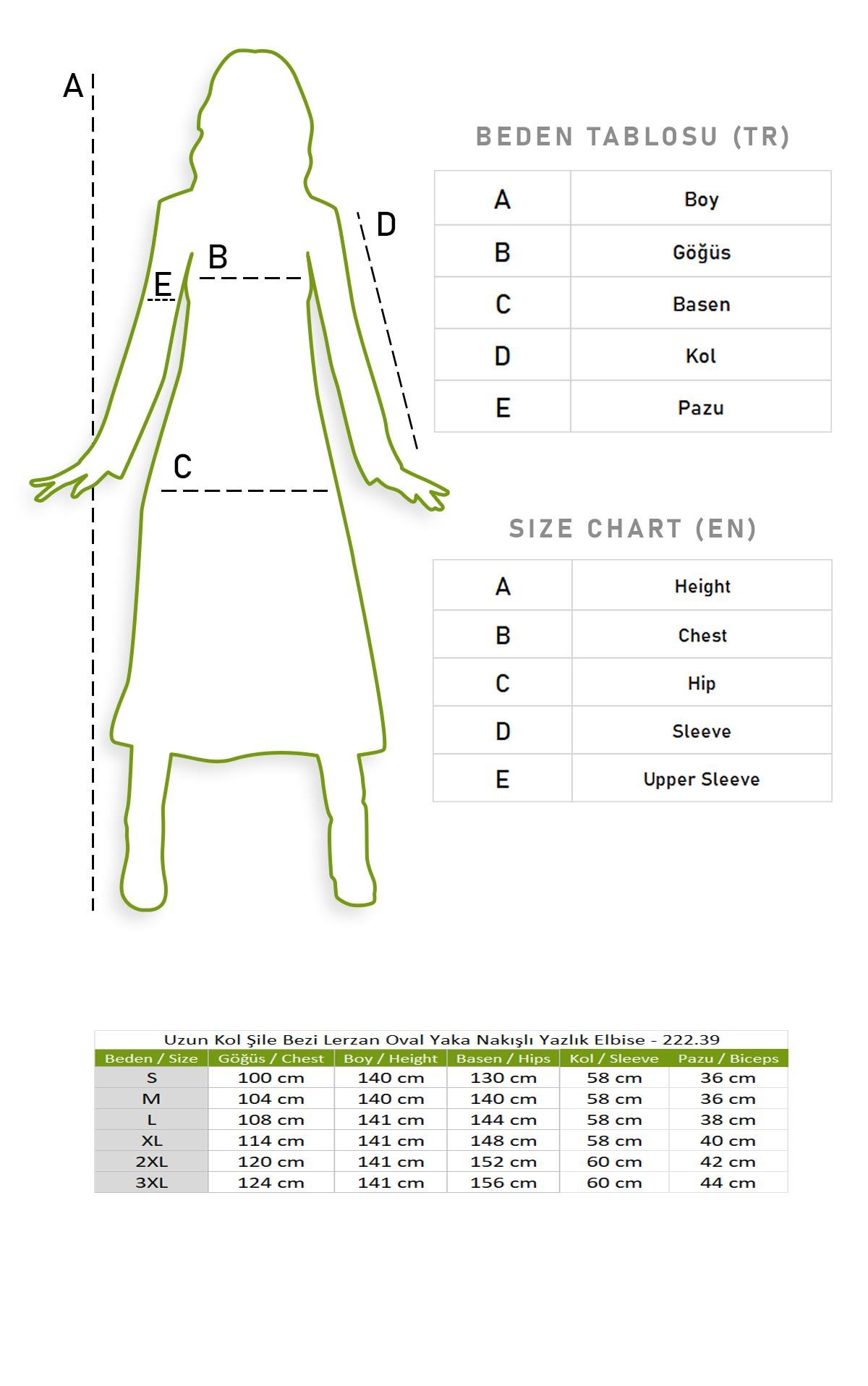 Uzun Kol Şile Bezi Lerzan Oval Yaka Nakışlı Yazlık Elbise Petrol Ptrl
