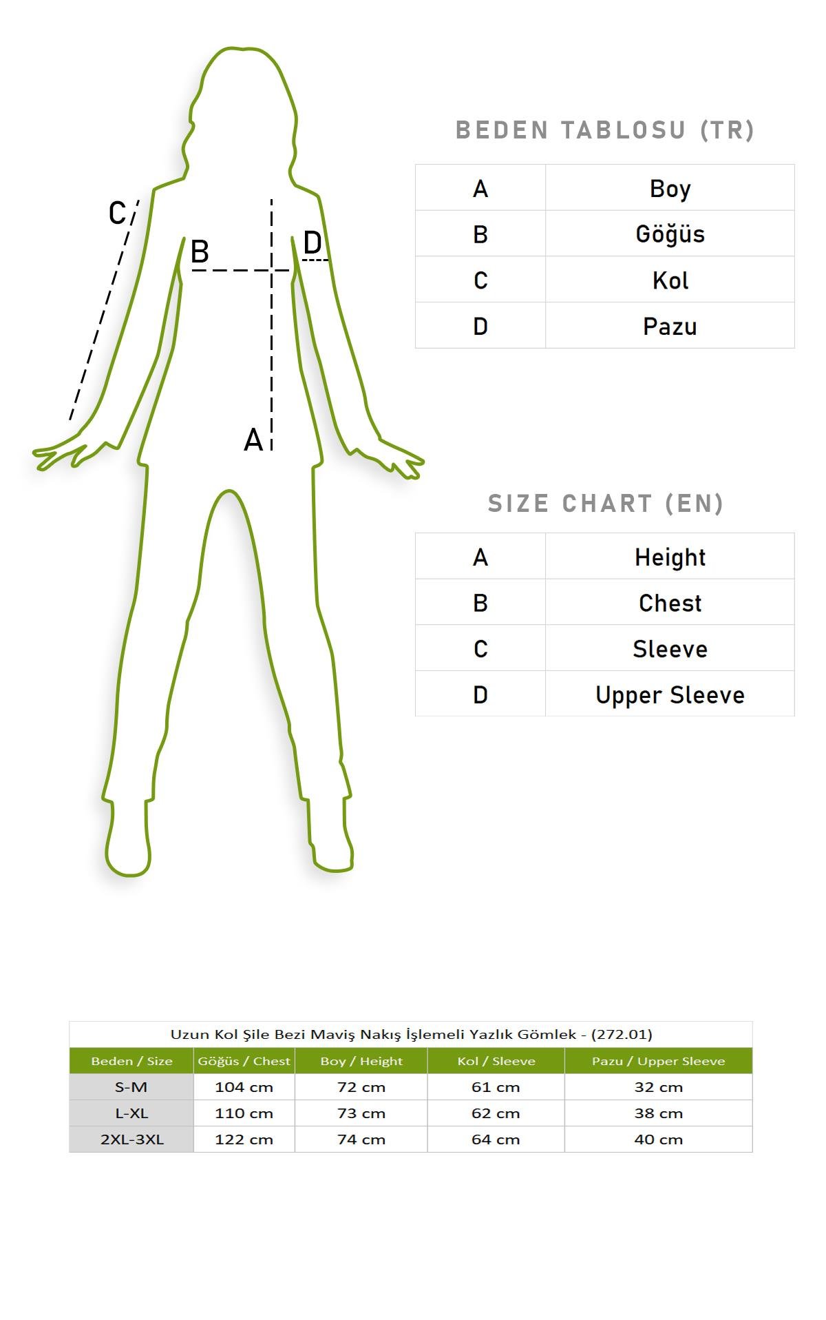 Uzun Kol Şile Bezi Maviş Nakış İşlemeli Yazlık Gömlek Lacivert Lcvt