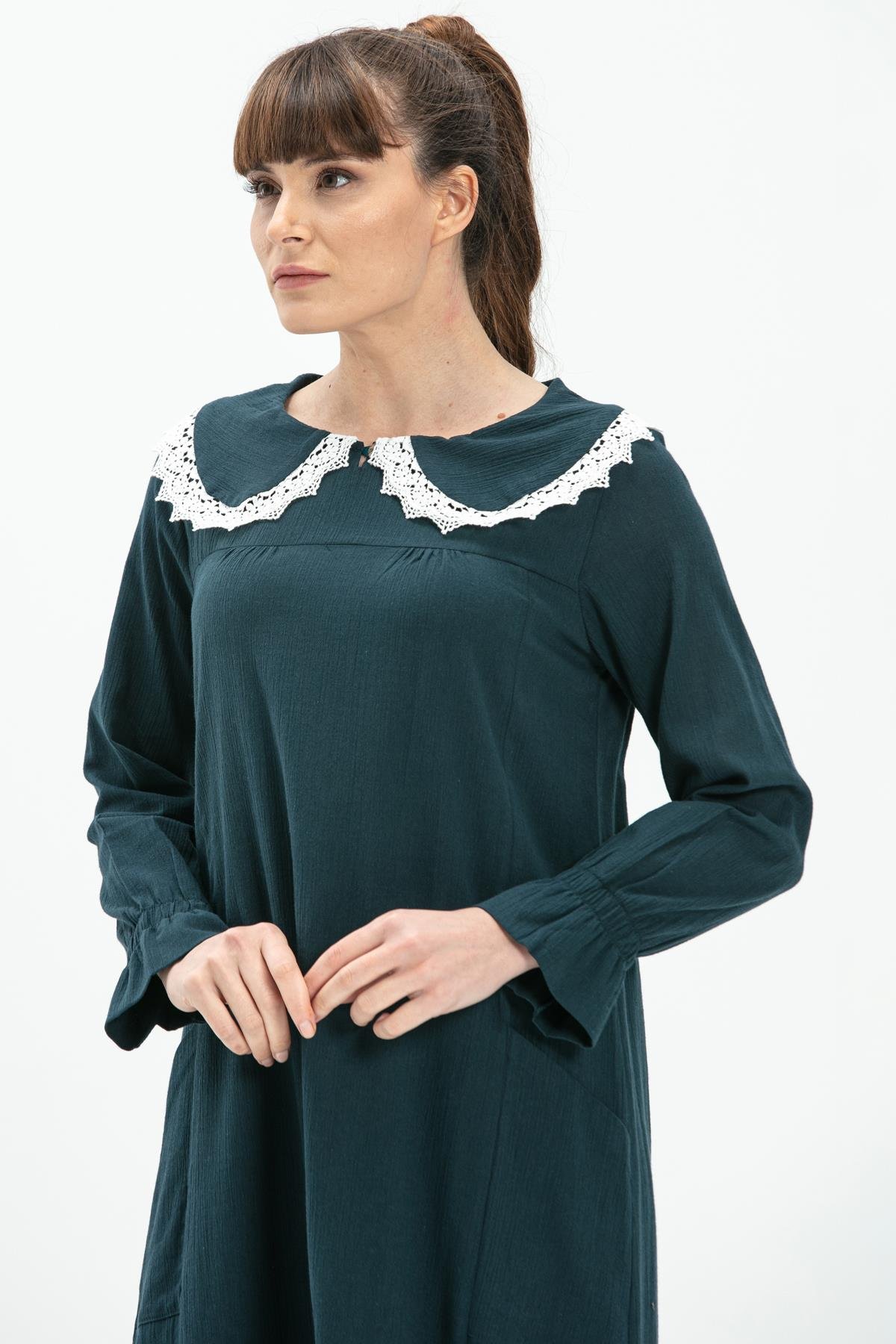 Long Sleeve Sile Fabric Zahide Long Dress Oil