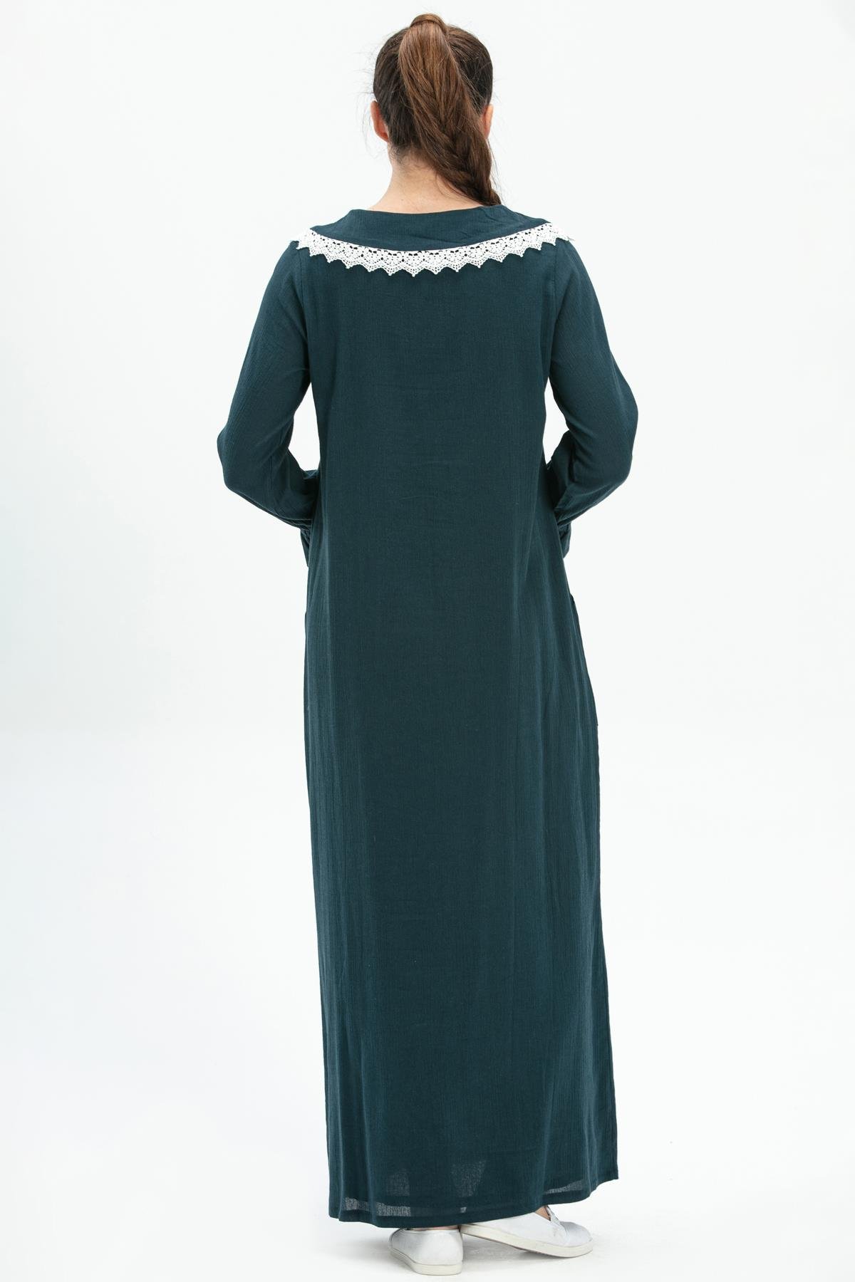 Long Sleeve Sile Fabric Zahide Long Dress Oil