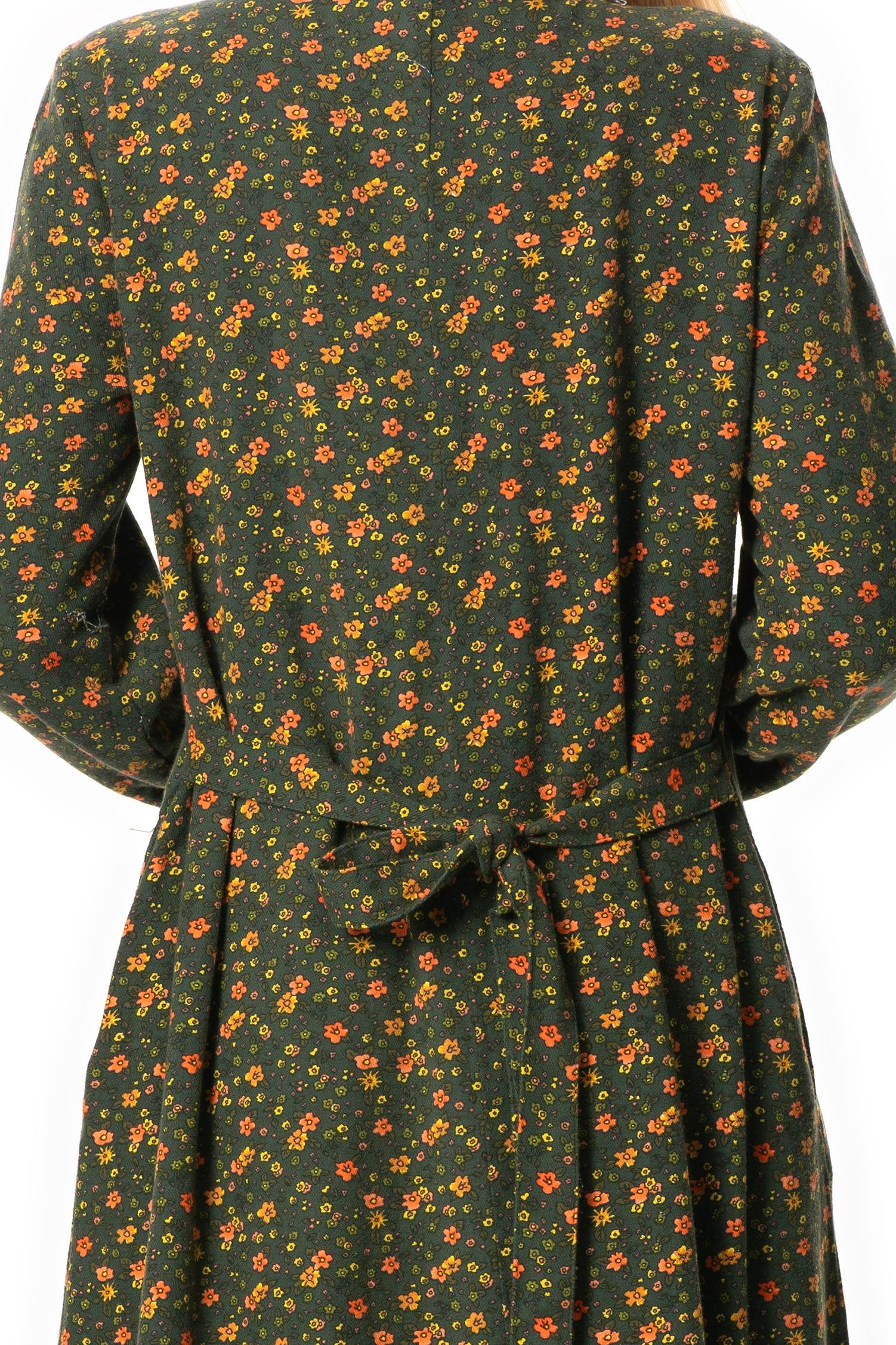 Uzun Kol Sümeyye Pazen Düğmeli Sonbahar ve Kışlık Uzun Elbise Yeşil Ysl