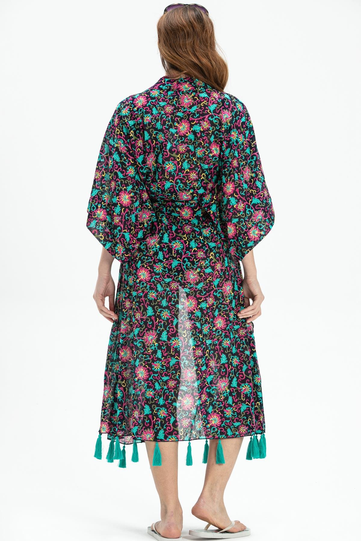 Uzun Kol Vual Açelya Uzun Kimono Lacivert Lcvt