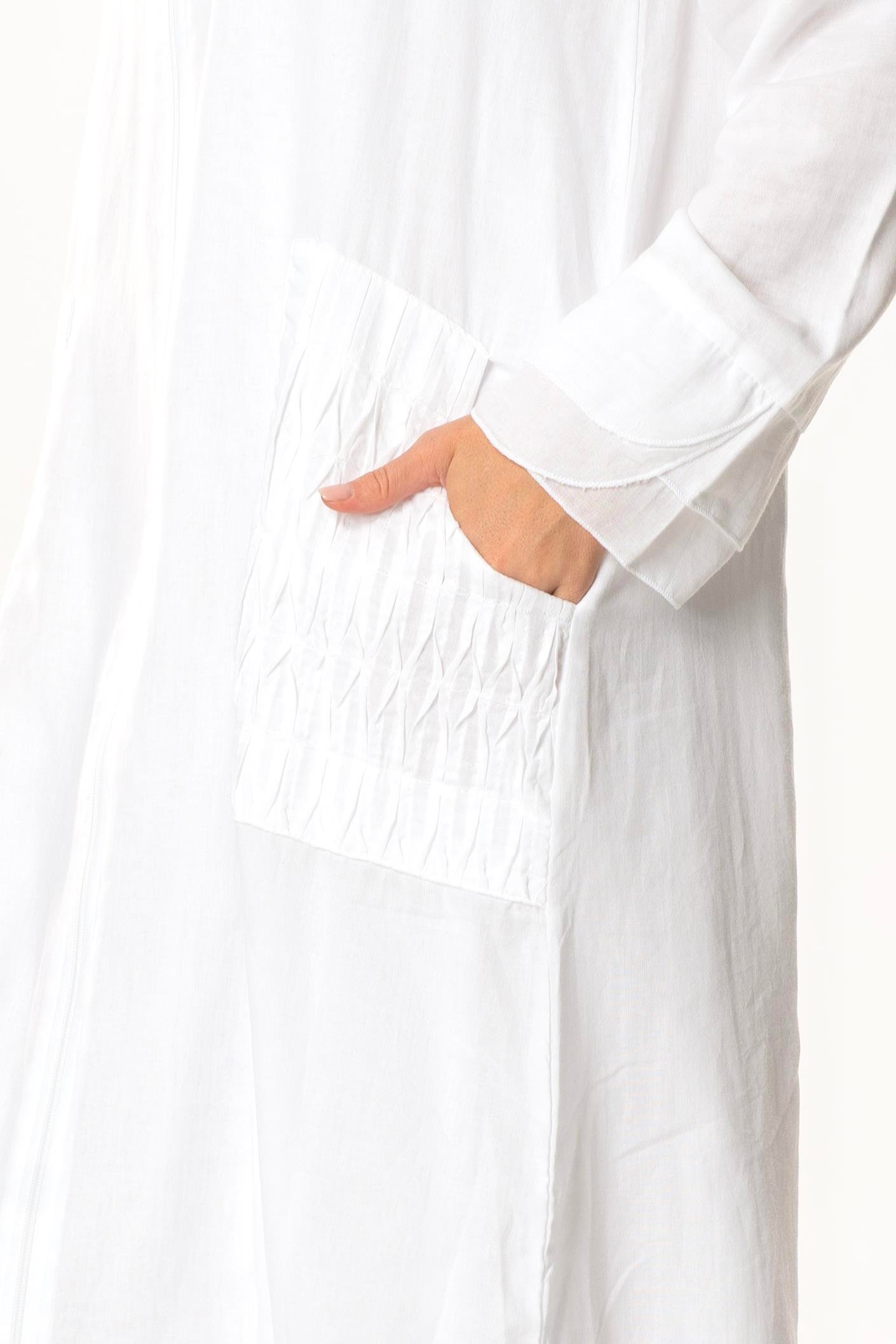 Uzun Kol Vual Tülay Nervürlü Yazlık Ferace Beyaz Byz