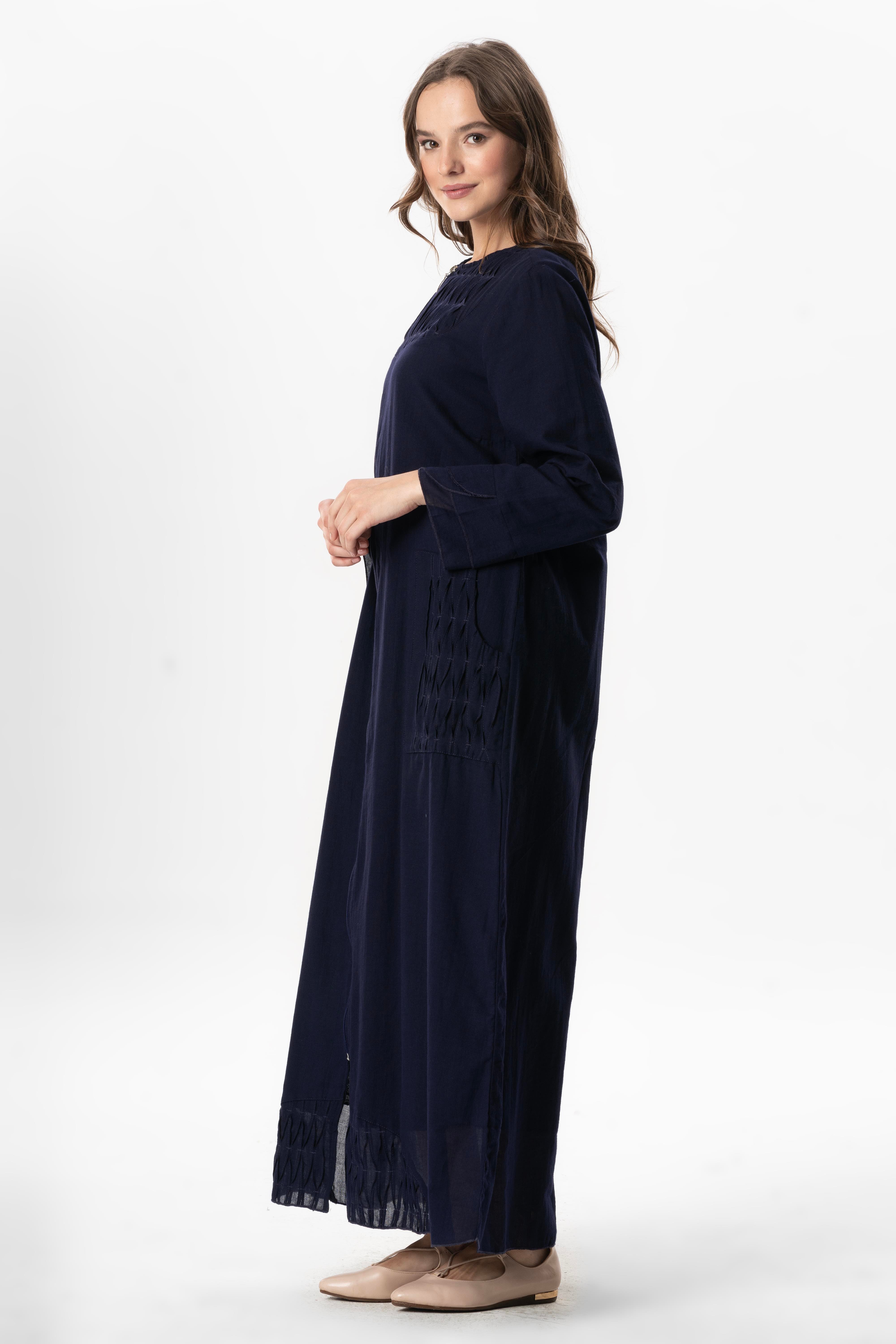 Uzun Kol Vual Tülay Nervürlü Yazlık Ferace Mor Mor