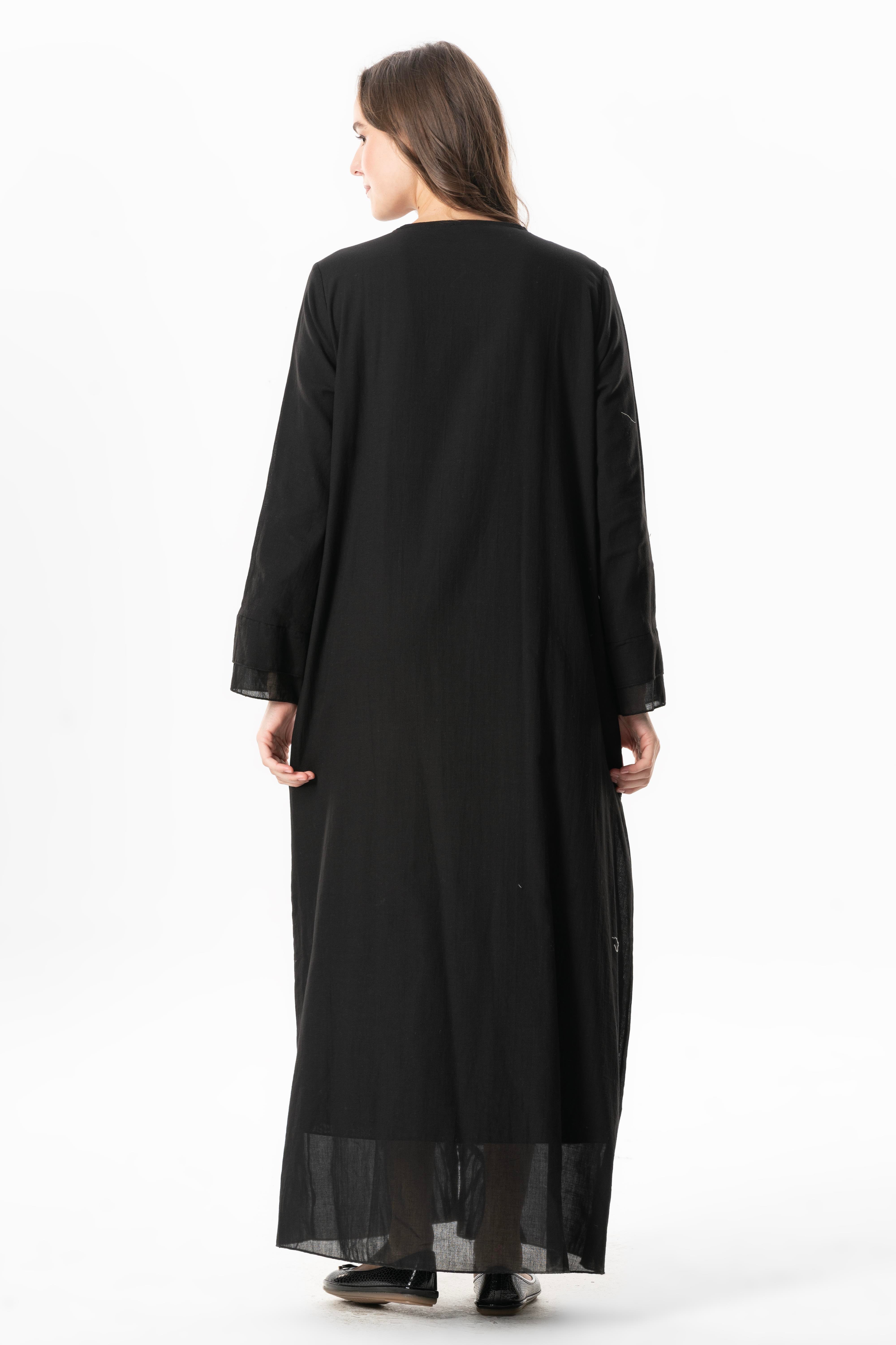Uzun Kol Vual Tülay Nervürlü Yazlık Ferace Siyah Syh