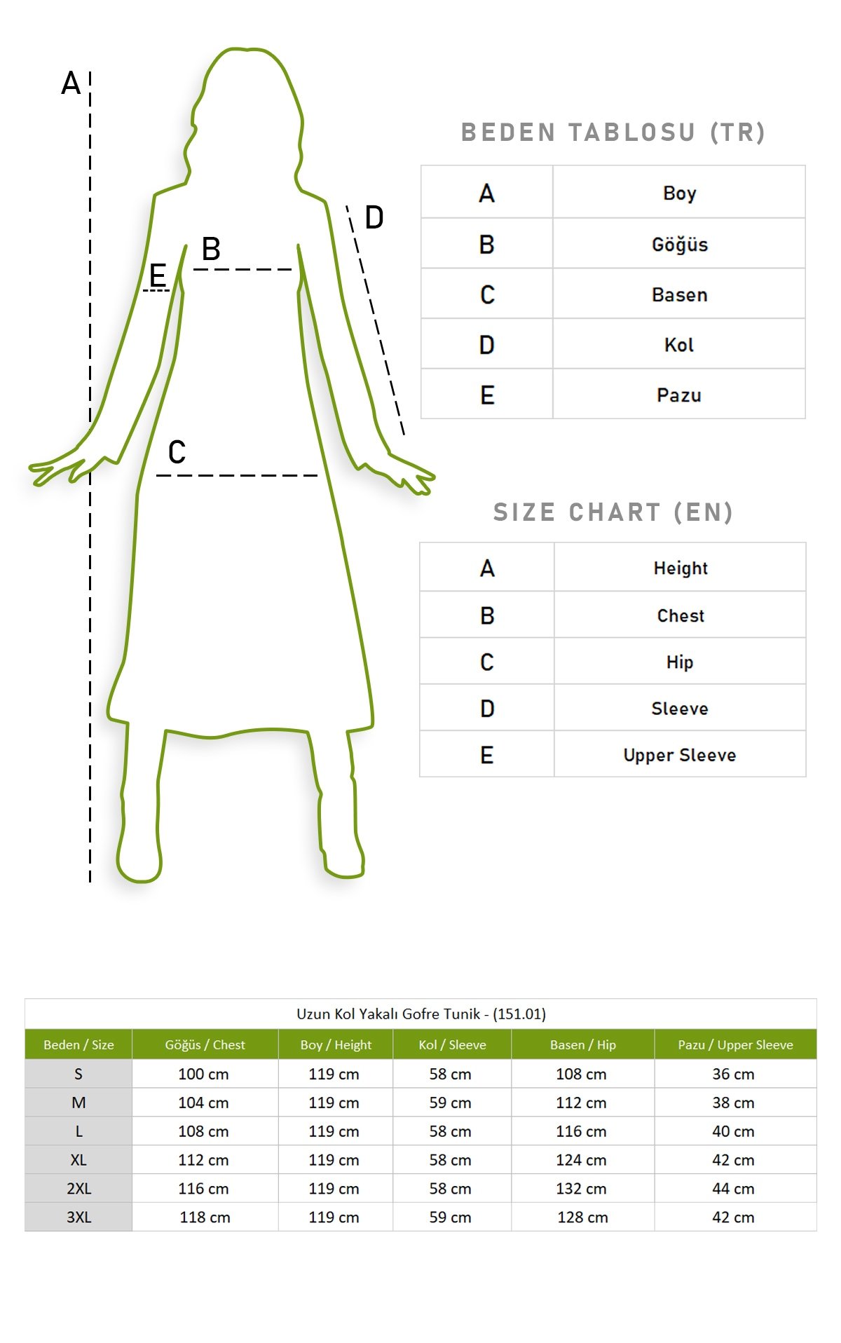 Uzun Kol Yakalı Gofre Tunik Beyaz Byz