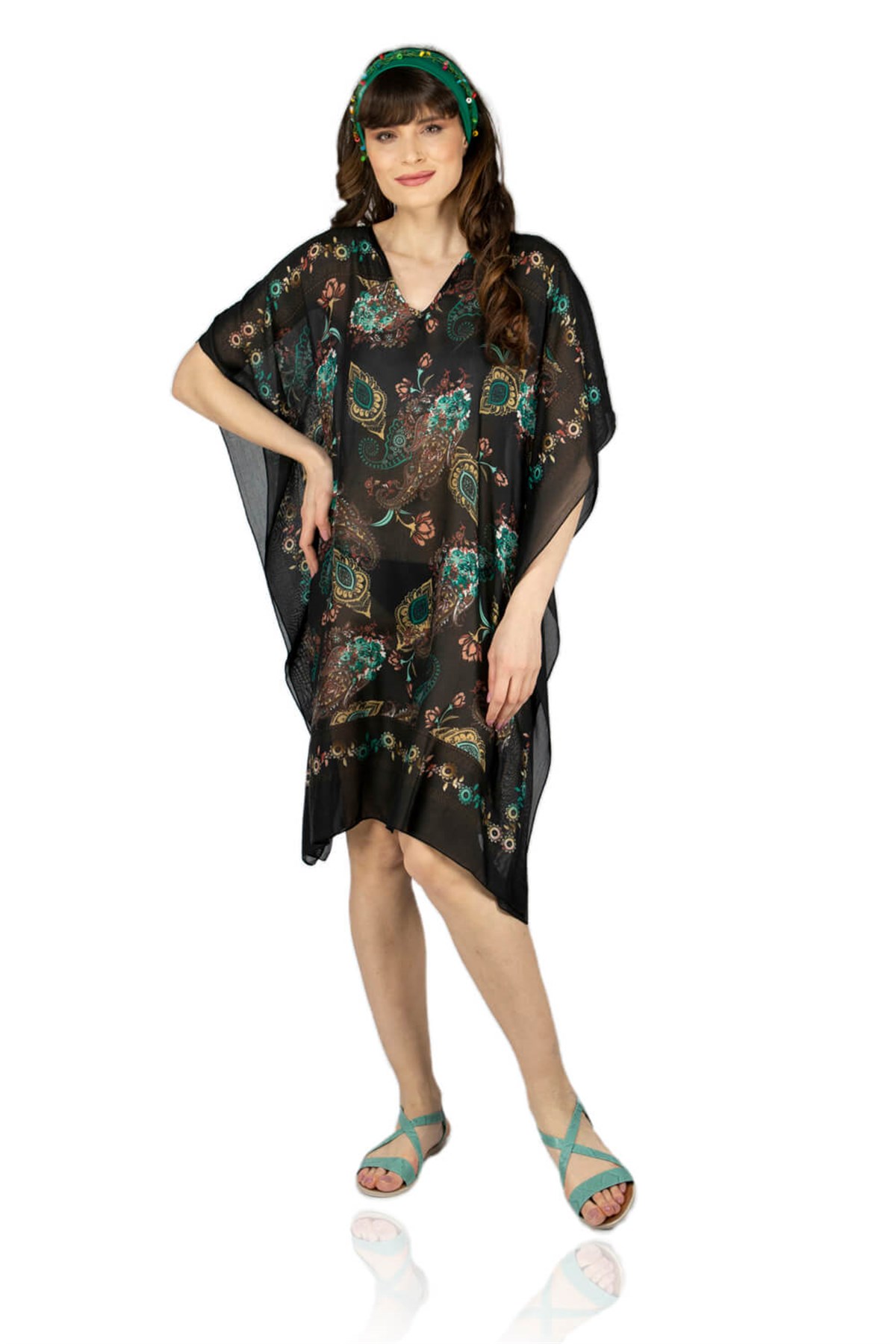 Verda Tunik Otantik Desen Siyah