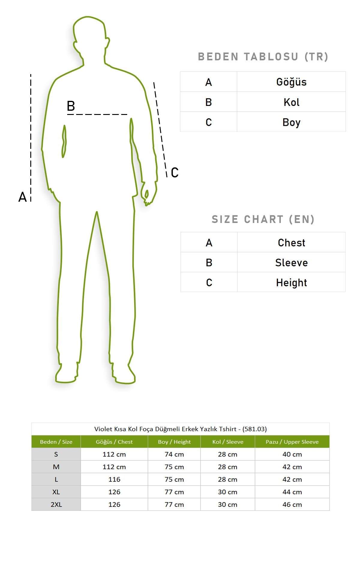 Violet Kısa Kol Foça Düğmeli Erkek Yazlık Tshirt Siyah Syh