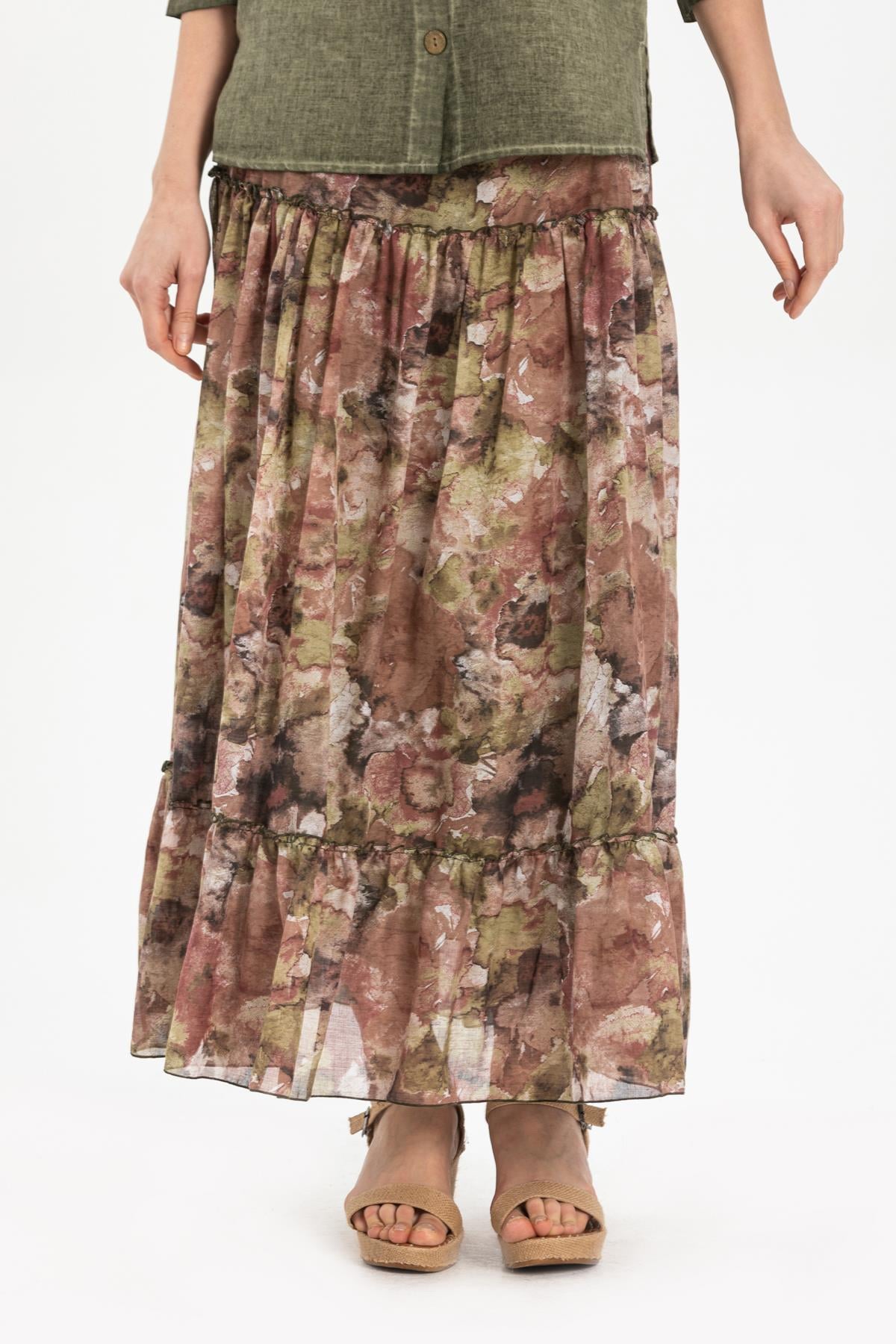 Voile Nesrin Long Skirt Brown Khv