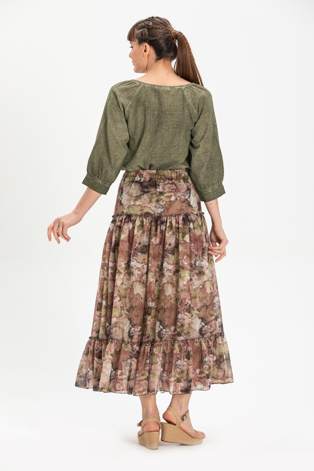 Voile Nesrin Long Skirt Brown Khv