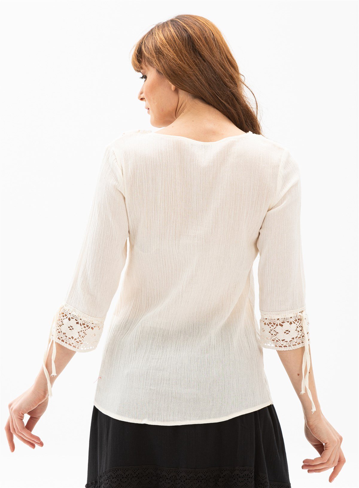 Zehra Şile Bezi Bluz Krem