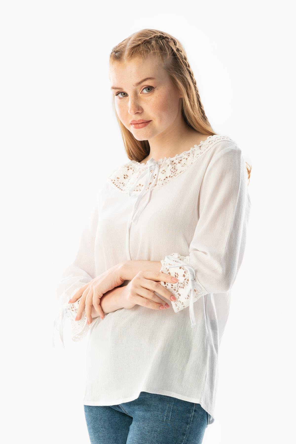 Zehra Şile Bezi Yazlık Bluz Beyaz Byz