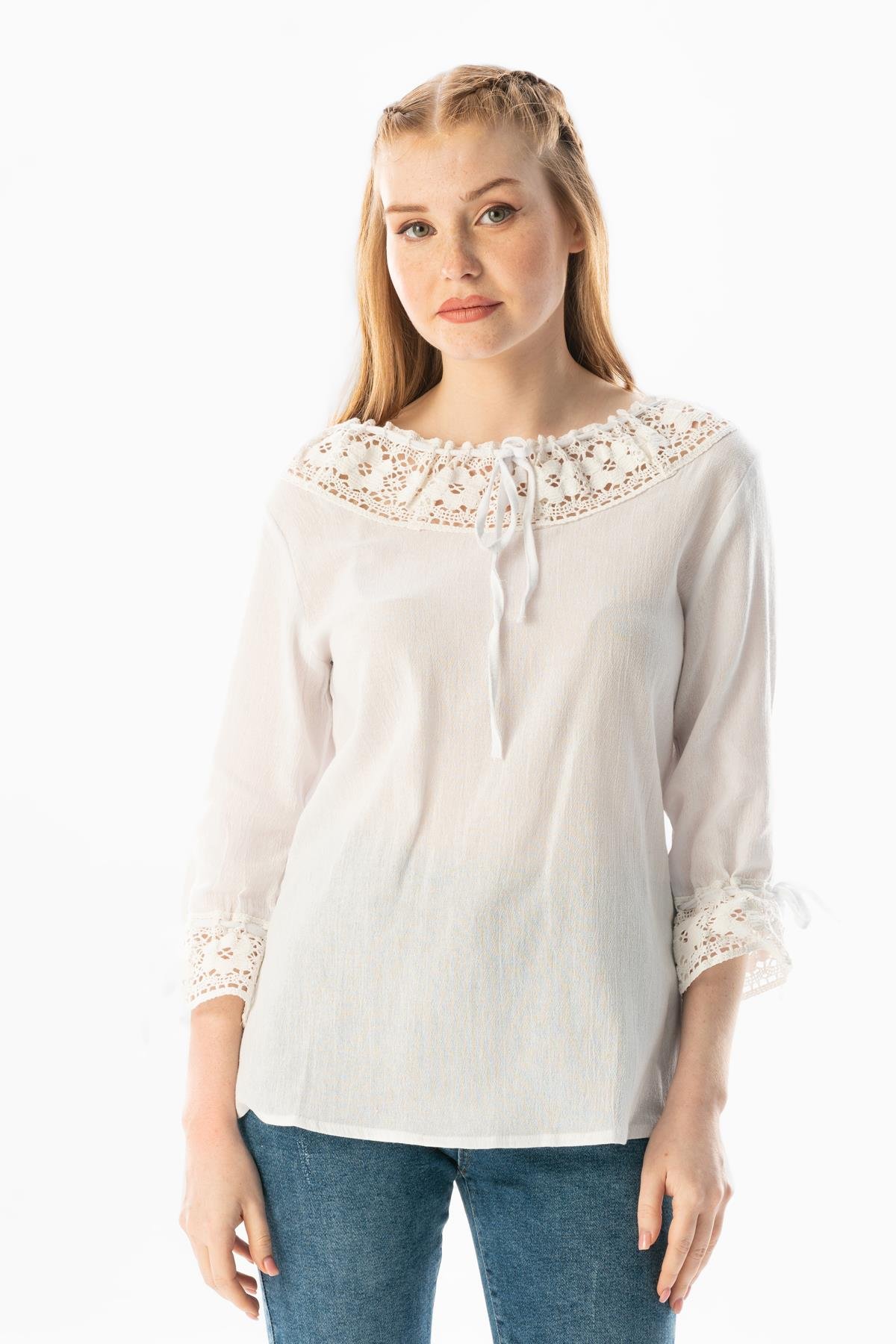 Zehra Şile Bezi Yazlık Bluz Beyaz Byz