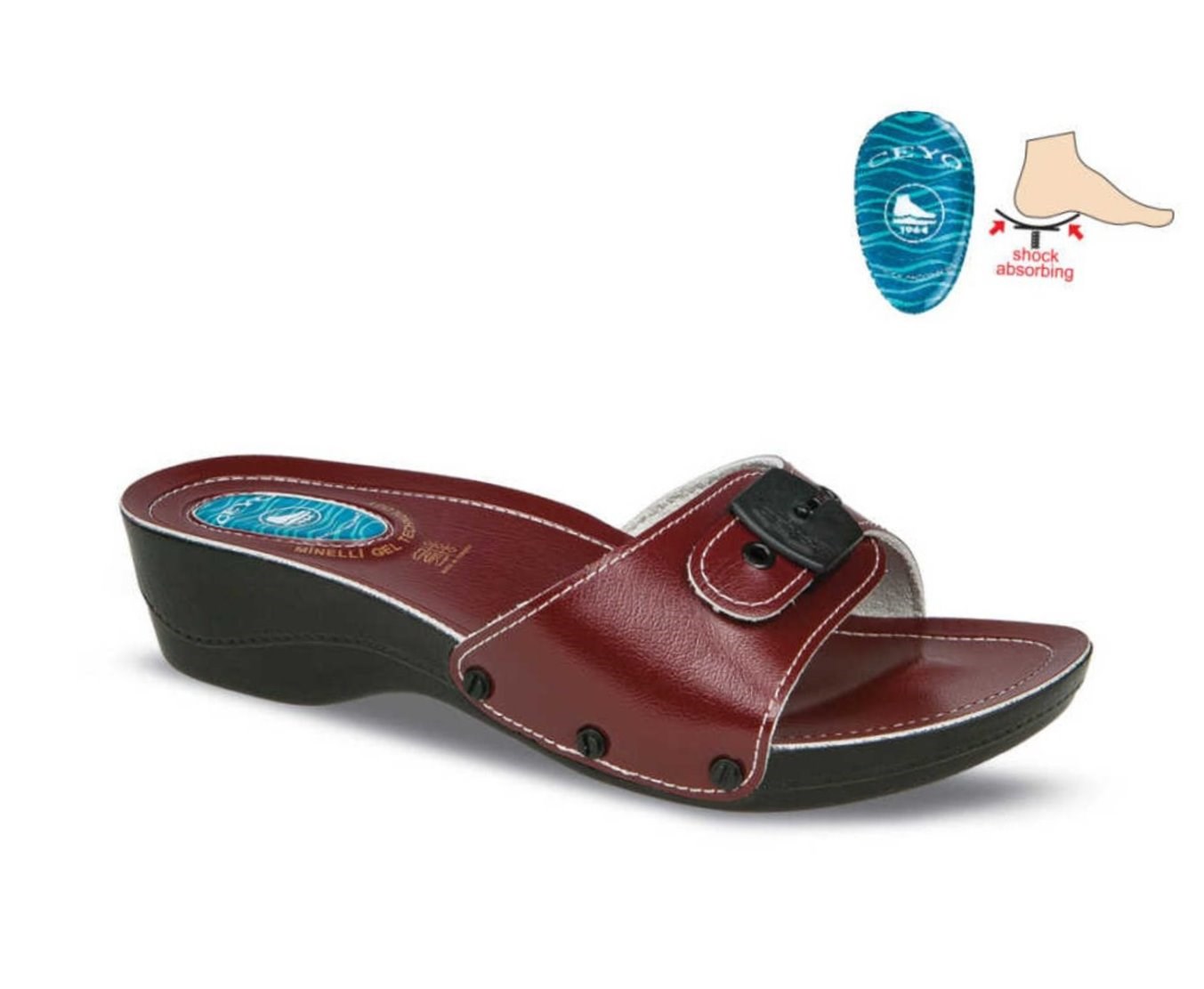 Ceyo Mınellı Topuklu Topuk Dikeni Jel Bayan Terlik-Kırmızı sistemayakkabi