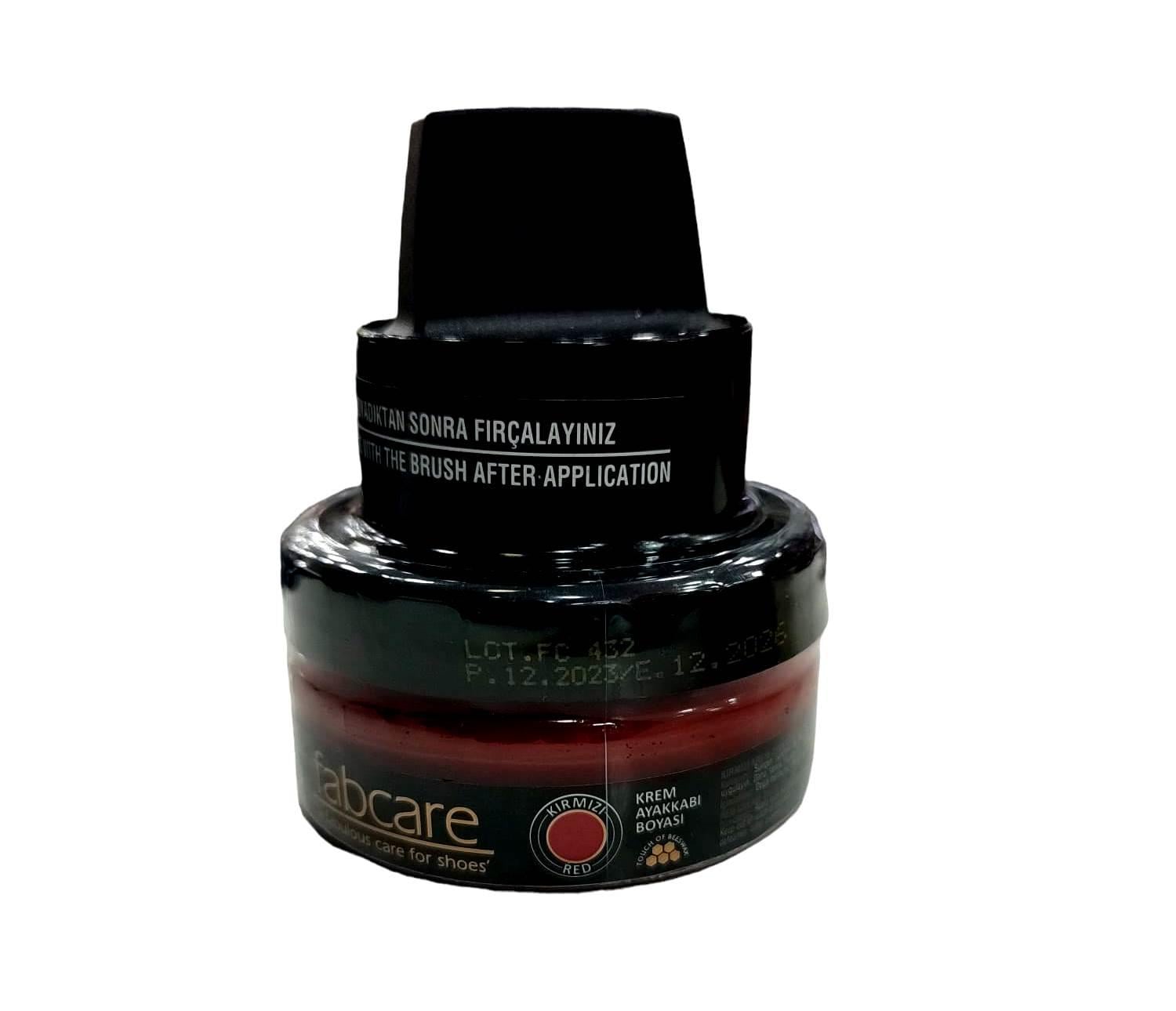 Fabcare 1001 Krem Deri Boya Cam Kavanoz 50 ml-Kırmızı sistemayakkabi